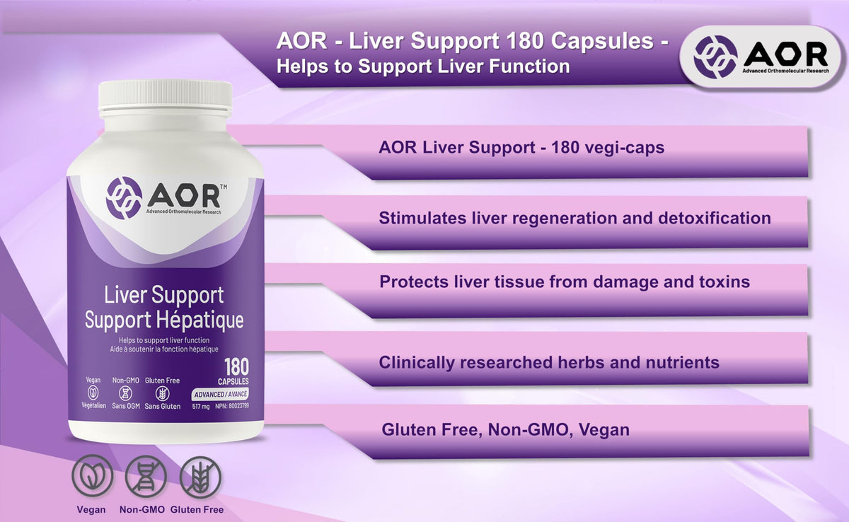 AOR Liver Support Supplement, Milk Thistle 40% Silymarin, NAC, 180 Capsules