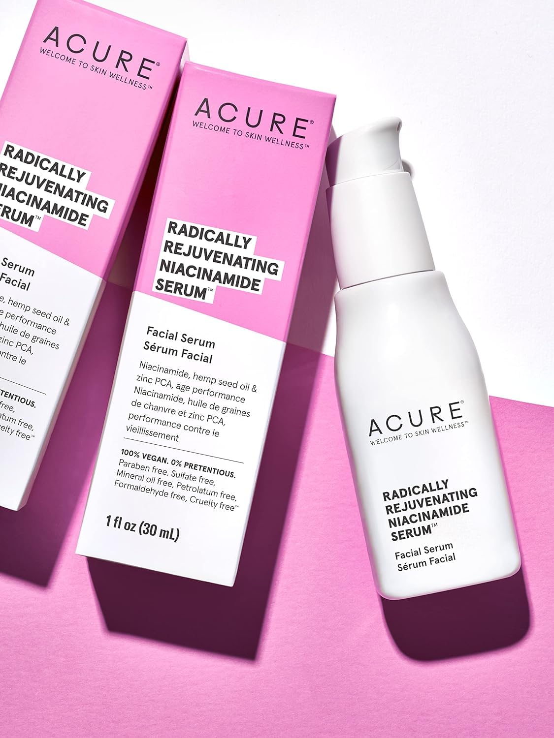 Acure - Radically Rejuvenating Niacinamide Facial Serum, 1 fl oz - Hemp Seed Oil, zinc PCA and Niacinamide Serum for Face - Antioxidant Serum for Face Anti Aging - Skin Care Serum - Vegan