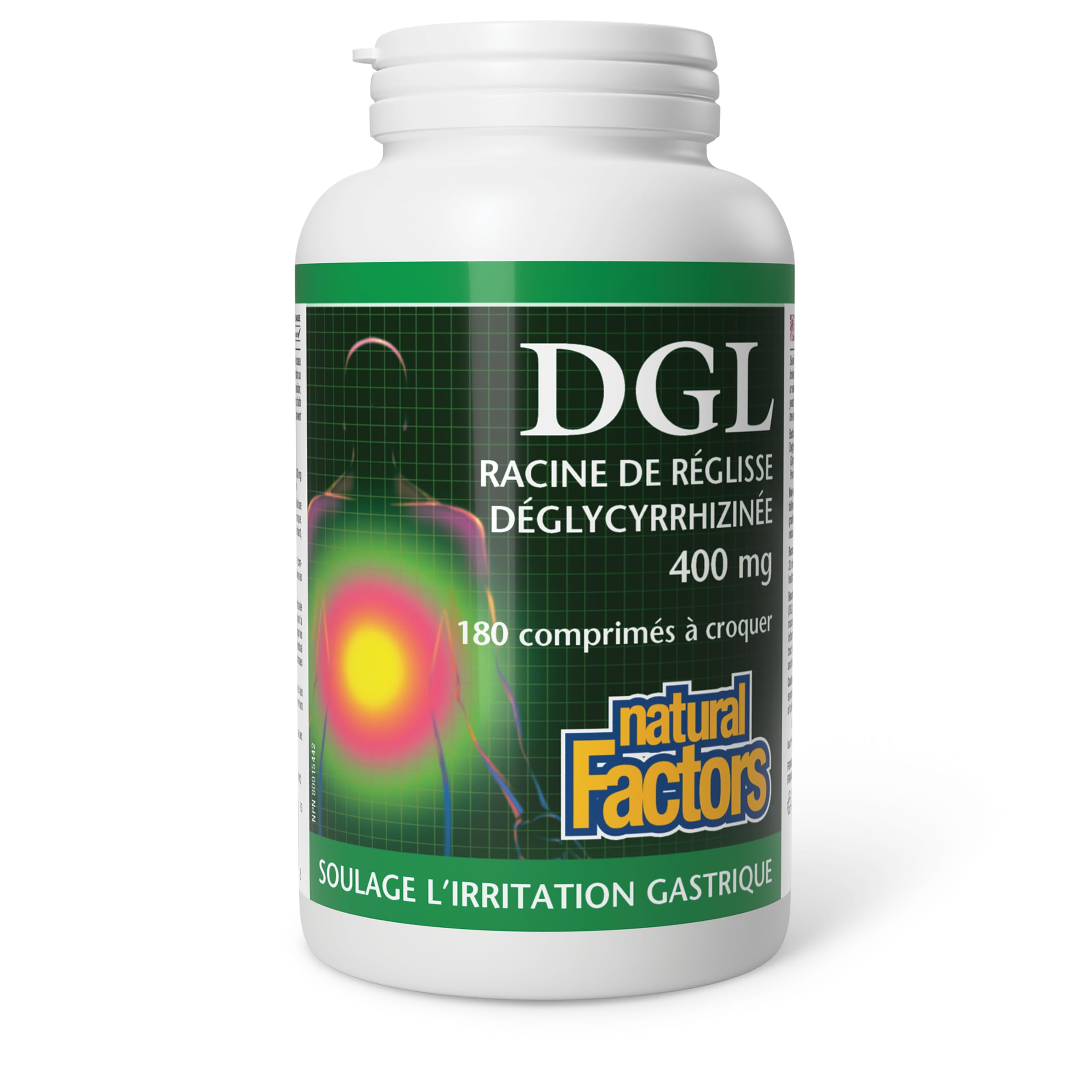 Natural Factors DGL - Deglycyrrhizinated Licorice Root Extract 400mg, 180 Chewable Tablets