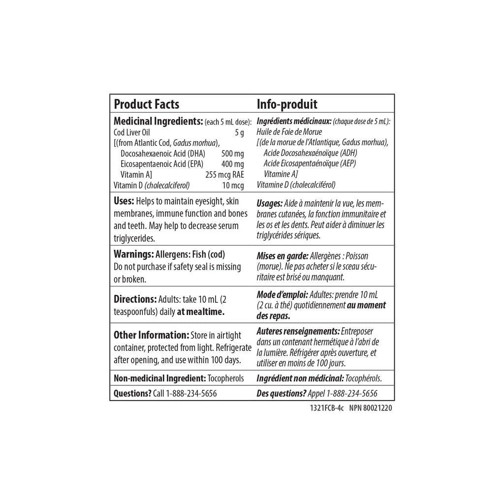Carlson - Cod Liver Oil, 1100 mg Omega-3s + A & D3, Wild-Caught Norwegian Arctic Cod-Liver Oil, Sustainably Sourced Nordic Fish Oil Liquid
