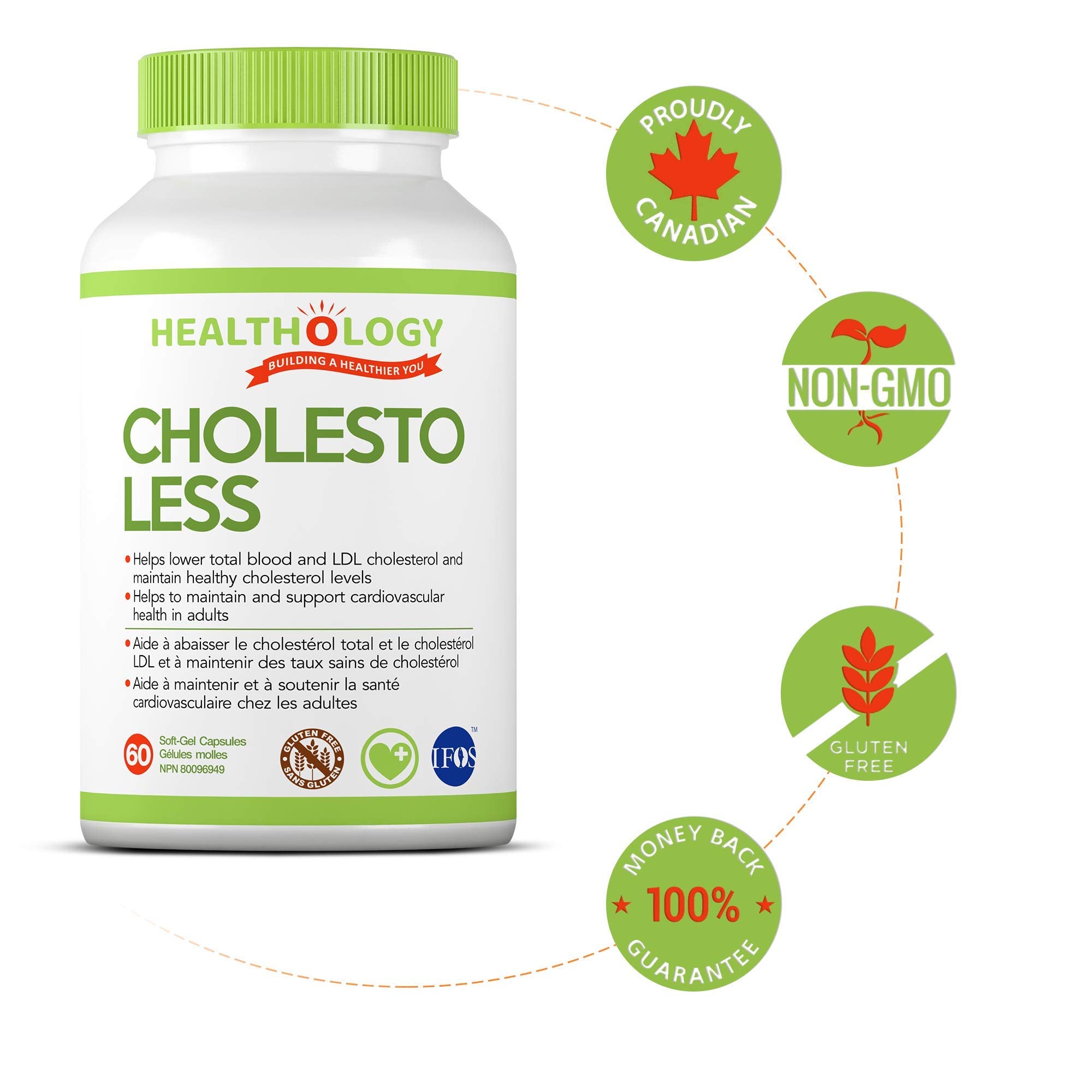 Healthology Cholesto-Less – Cholesterol Support Supplement with Plant Sterols, Red Yeast Rice & Ubiquinol CoQ10 – Helps Lower LDL & Support Heart Health – 60 Softgels – Non-GMO, Gluten-Free