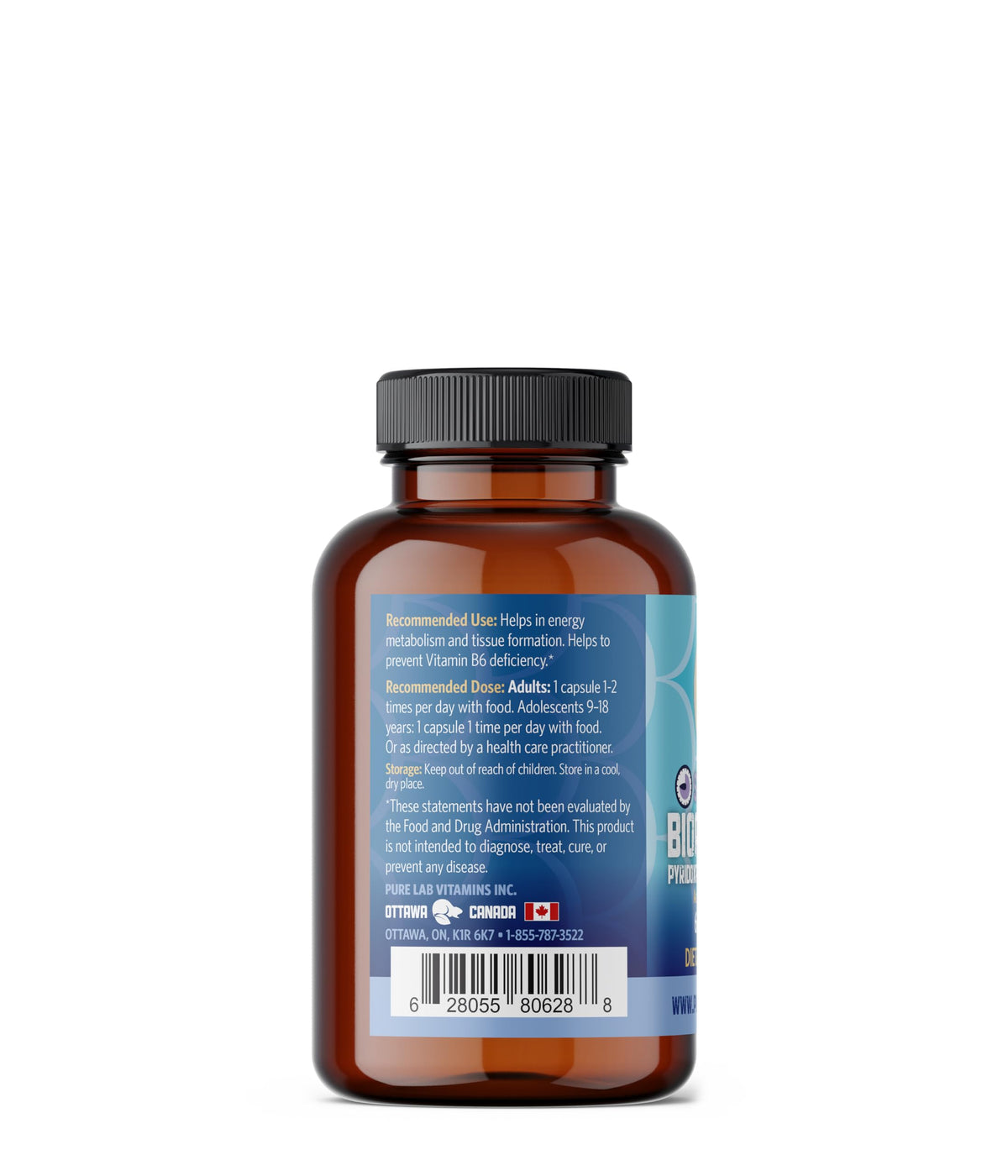 Pure Lab Vitamins | Slow Release Bioactive Vitamin B6 50mg | 60 Capsules | Vitamin B6 for Pregnancy Nausea Relief | P5P Pyridoxal 5 Phosphate | Serotonin Mood Support, Immune System Support, Metabolism Support