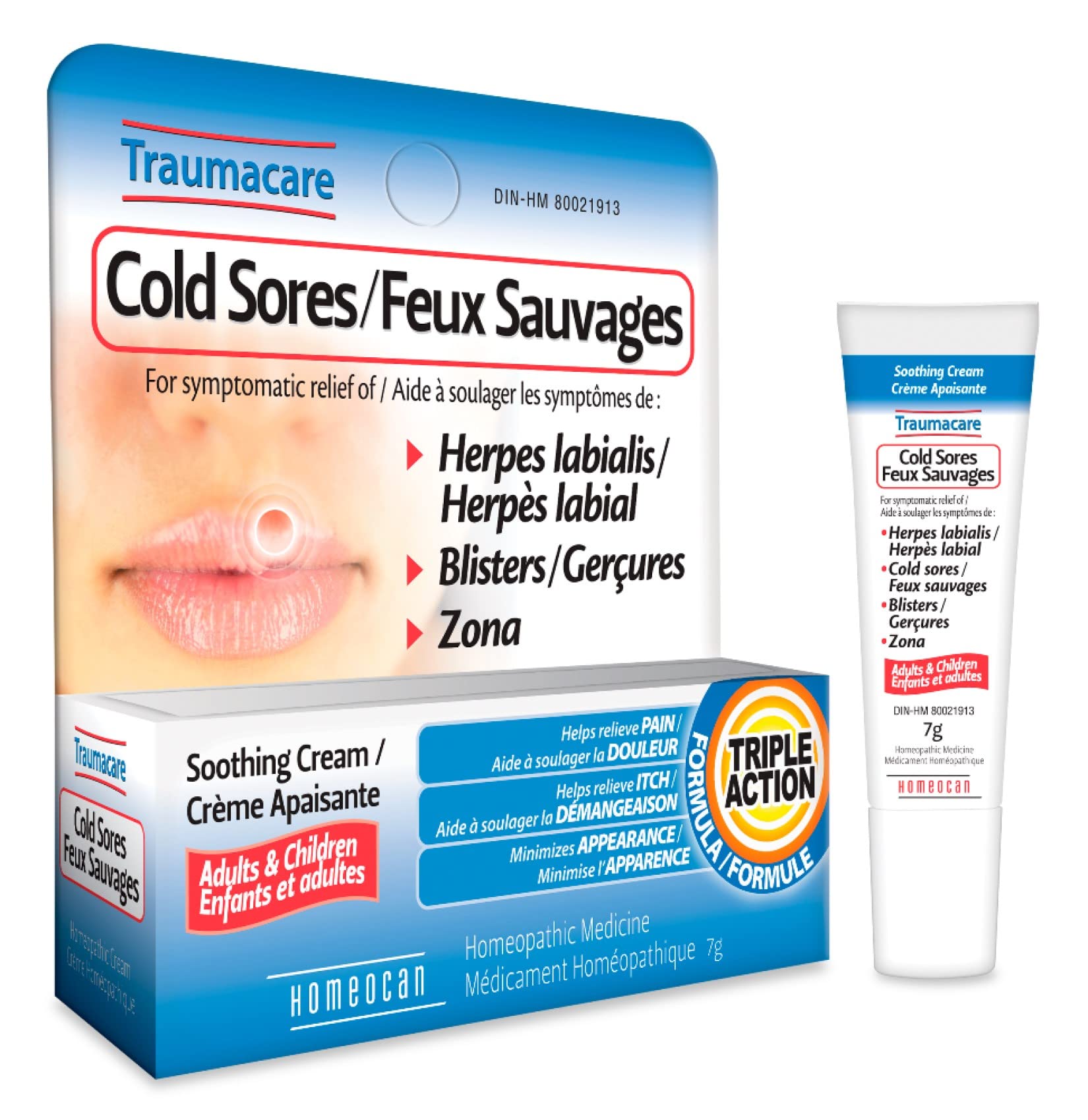 Traumacare - Cold Sores Soothing Cream, 7g - Help Relieve the Symptoms of Cold Sores, Chapped Skin and Shingles - Blisters and Zona Relief - Helps Relieve Pain and Itch - Adults and Children