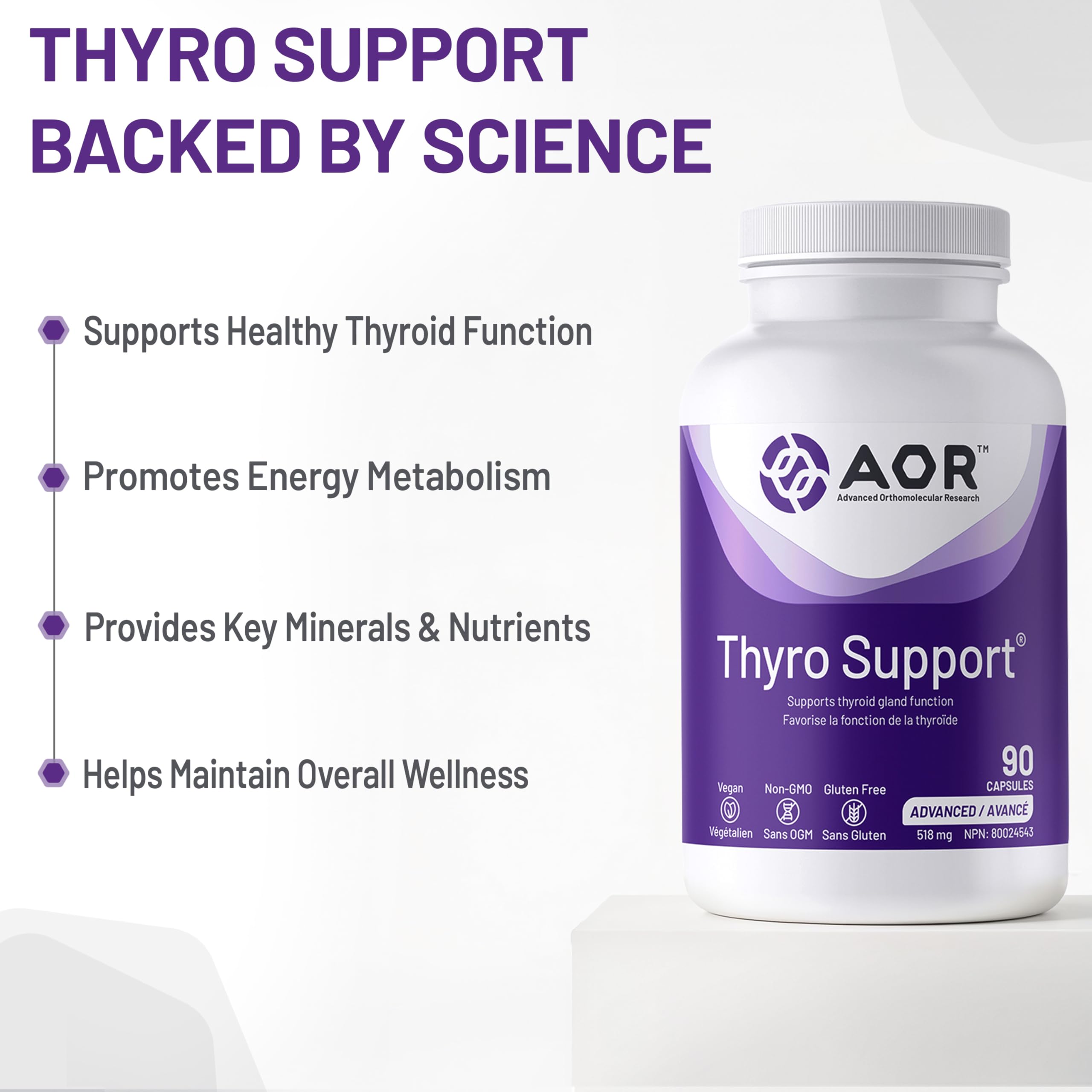 AOR - Thyro Support - 90 gélules - Soutien de la fonction thyroïdienne