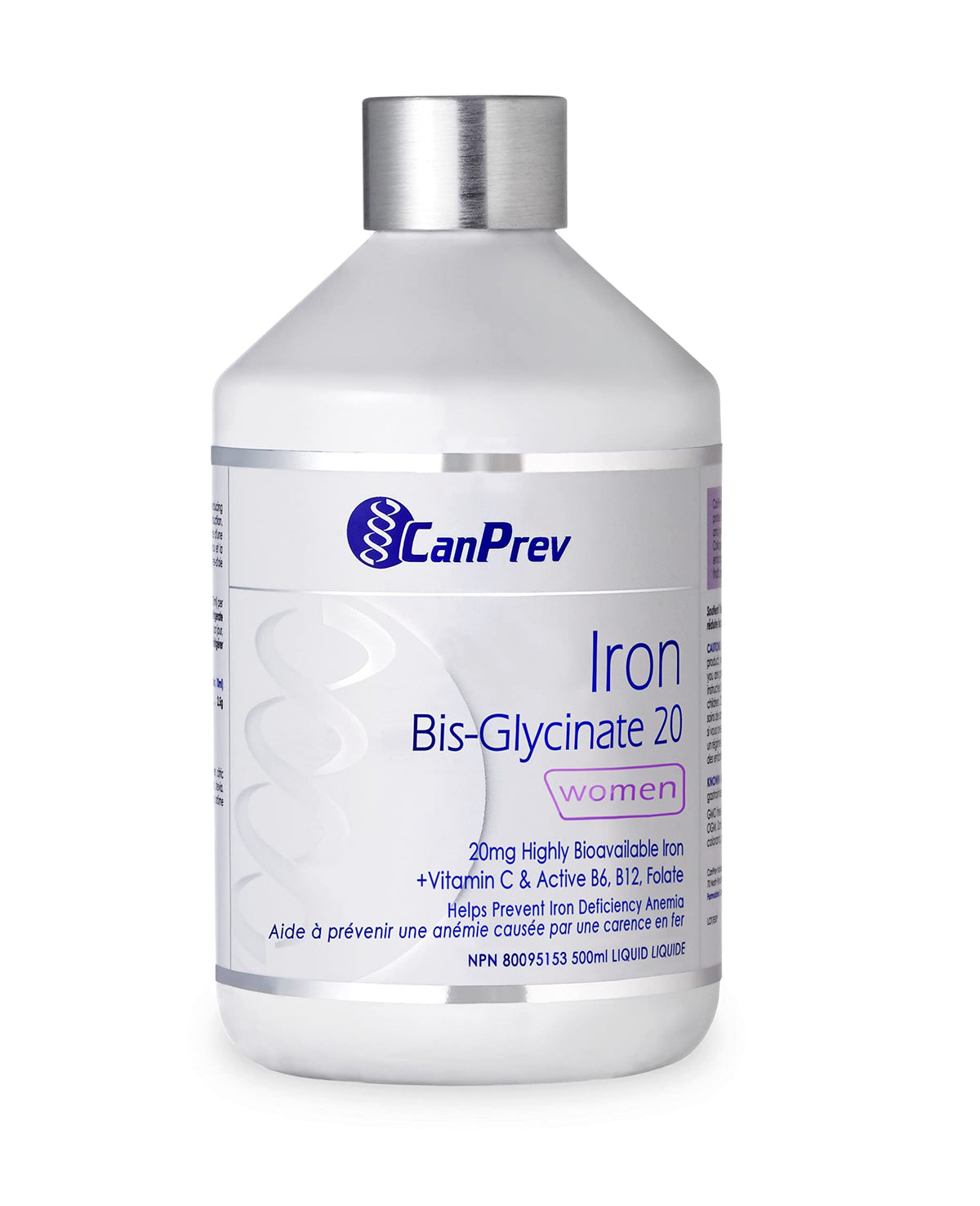 CanPrev Iron Bis-Glycinate Liquid Supplement for Women, 500ml, 100 Servings