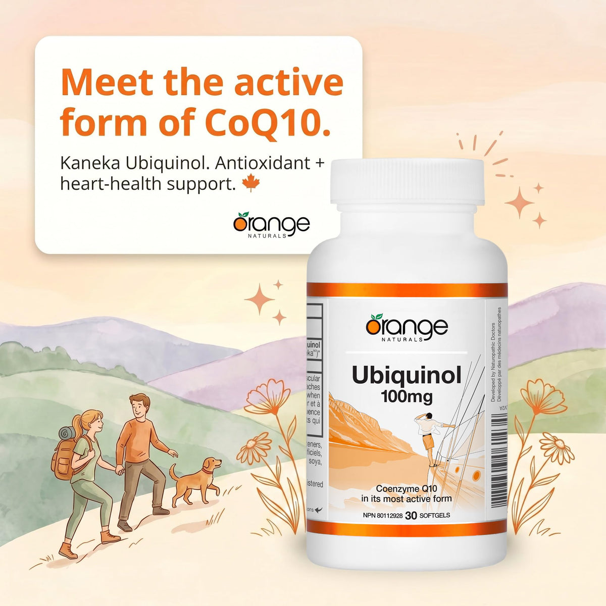 Orange Naturals CoQ10 Softgels, Ubiquinol, Q10, 100mg, 30 Day Supply