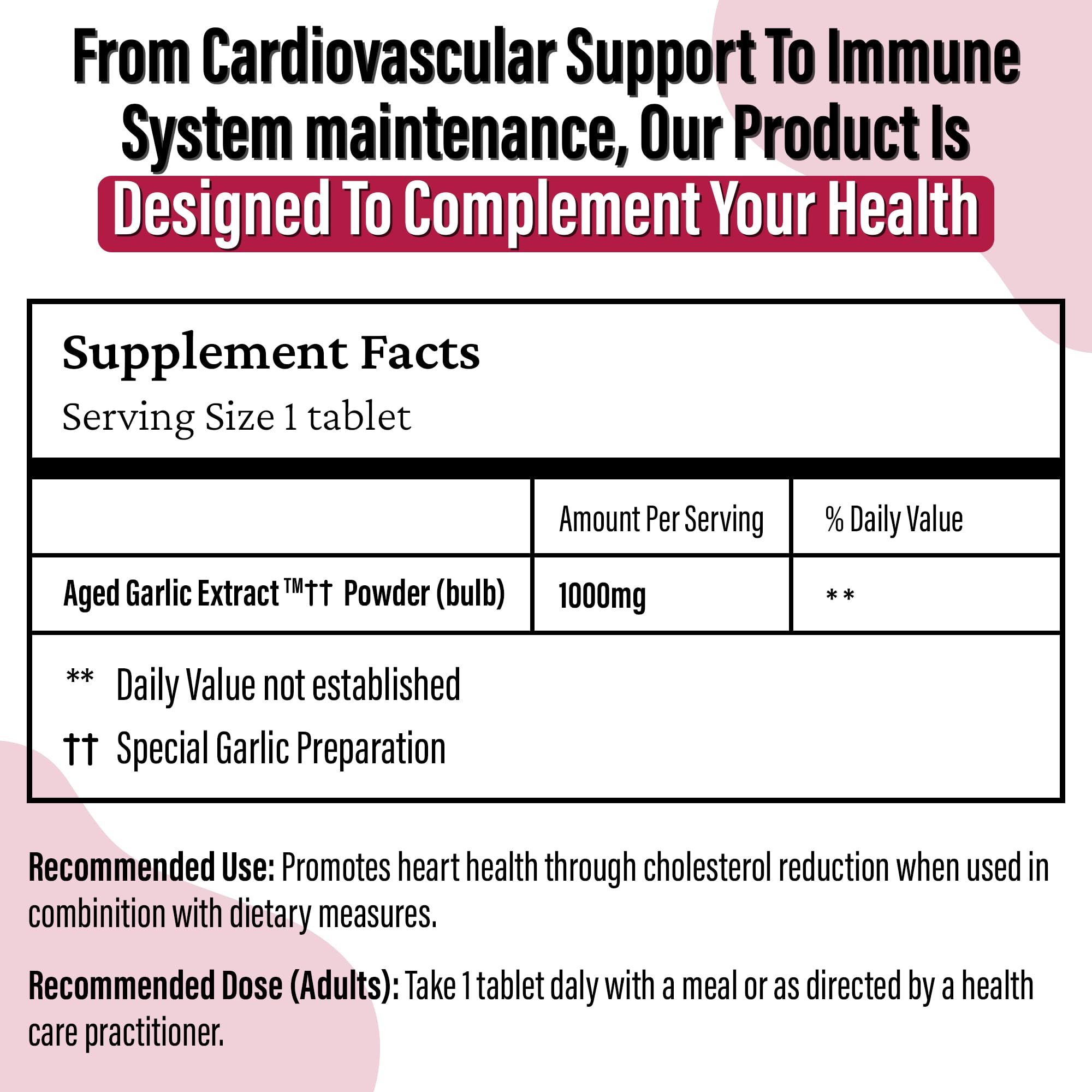 Extrait d'ail vieilli inodore Kyolic - Force optimale 1000 mg - Supplément cardiovasculaire - Santé cardiovasculaire Kyolic - Supplément à base d'extrait d'ail