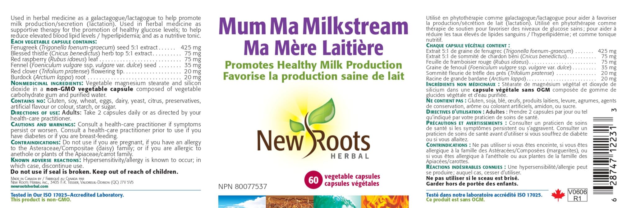 New Roots Herbal Mum Ma Milkstream 60 Capsules 30-Day Supply