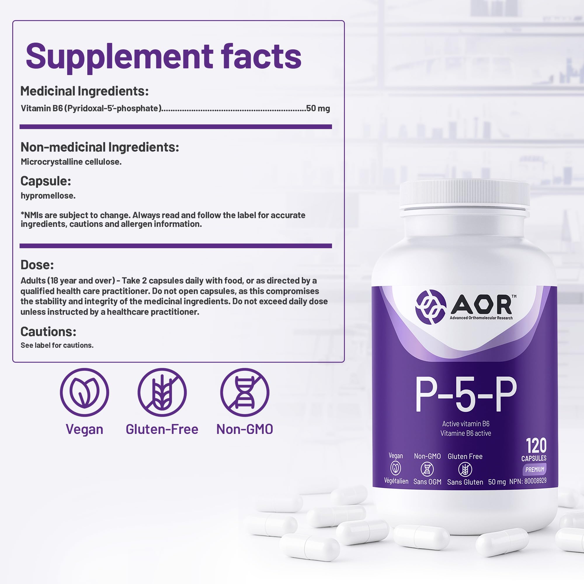 AOR P5P Complément de Vitamine B6 50 mg