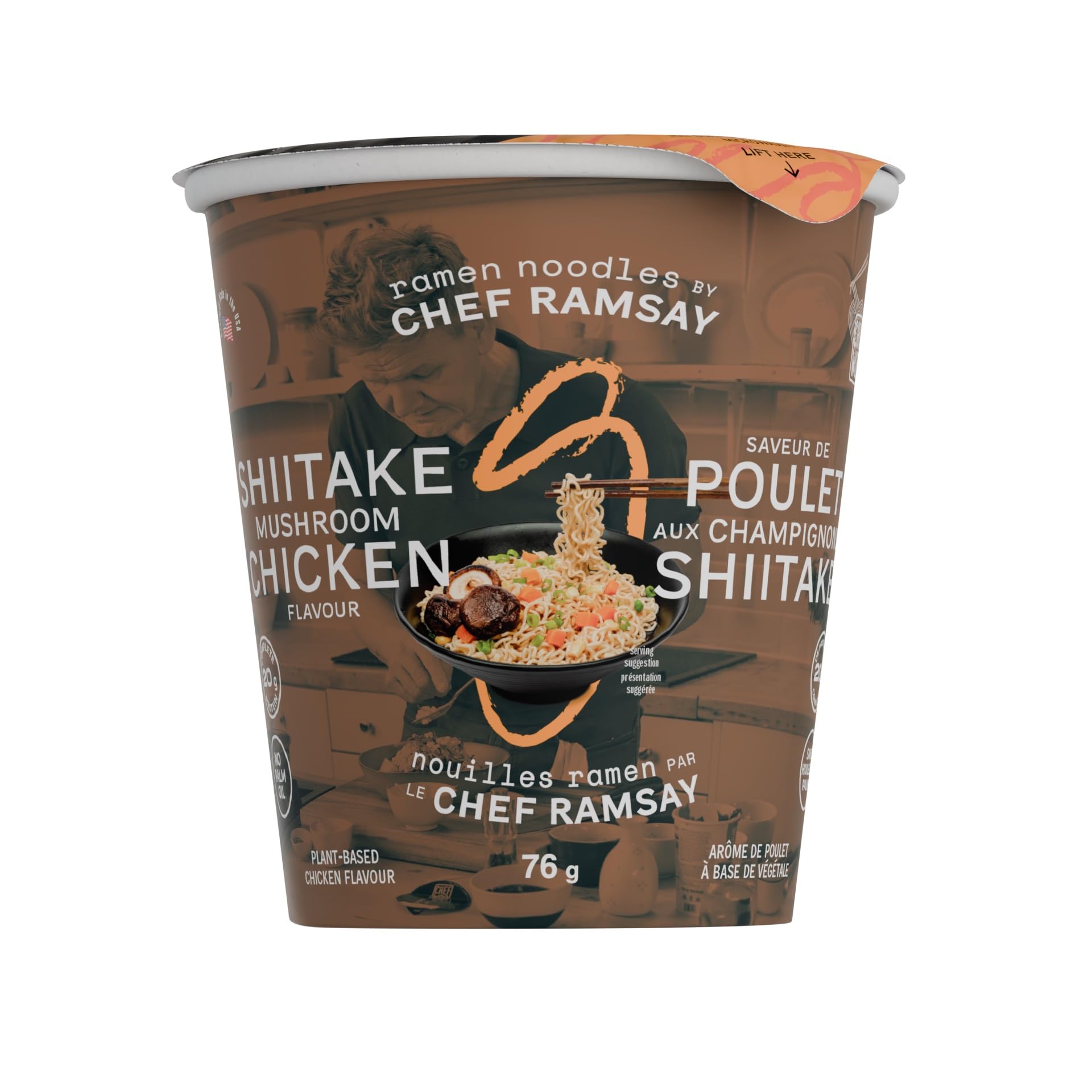 CHEF WOO SHIITAKE MUSHROOM CHICKEN BY GORDON RAMSAY RAMEN NOODLES (PACK OF 6) | Made with Organic Ramen Noodles | Plant Based Protein | Certified Vegetarian, Vegan | Made with better for you ingredients| Amazing flavour