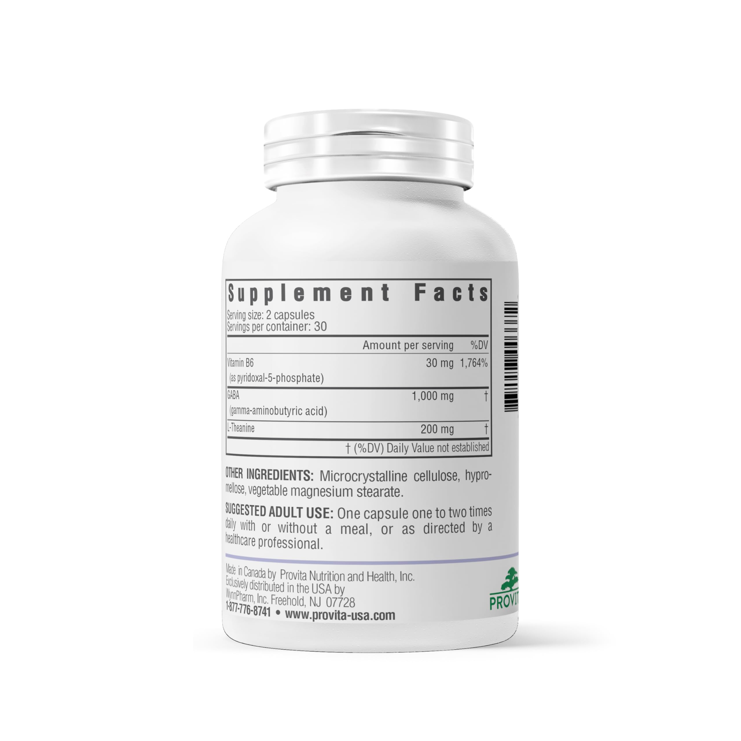 Provita GABA 500mg with L-Theanine & Vitamin B6 (P-5-P) | Natural Sleep Support & Relaxation Aid | Vegan, Non-GMO | Stress Support Supplement for Adults | NPN 80137872