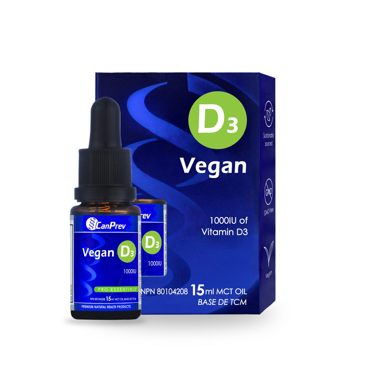 CanPrev Vegan Vitamin D3 Drops, 1000 IU, Unflavoured, 15 ml, 300 Day Supply