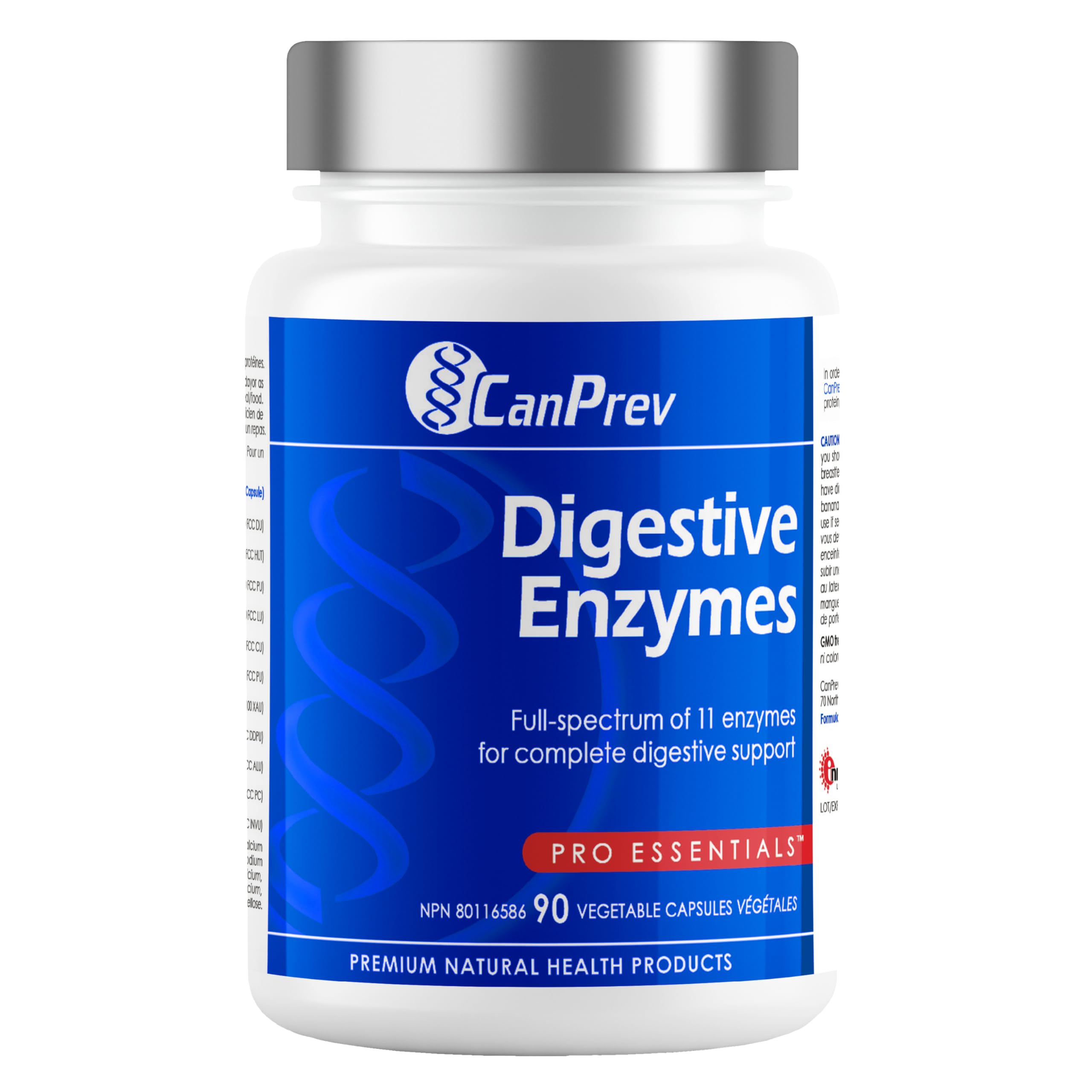 CanPrev - Digestive Enzymes Supplement, 90 Capsules 30-Day Supply - Full Spectrum of 11 Digestive Enzymes for Stomach Gas, Digestion, Indigestion and Bloating Relief - Helps Break Down Proteins