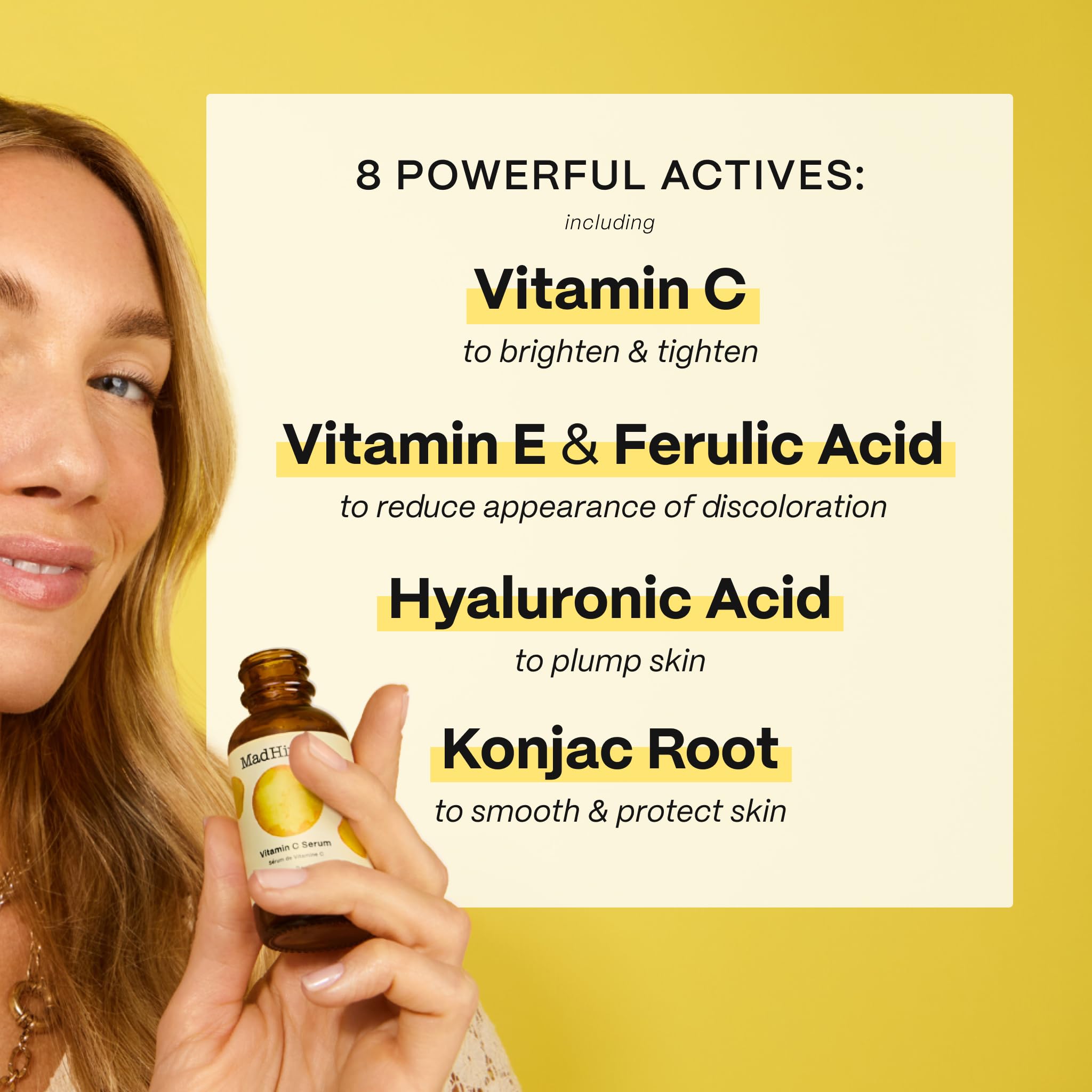 Sérum Vitamine C Mad Hippie avec racine de konjac, acide hyaluronique et acide férulique - 30 ml.