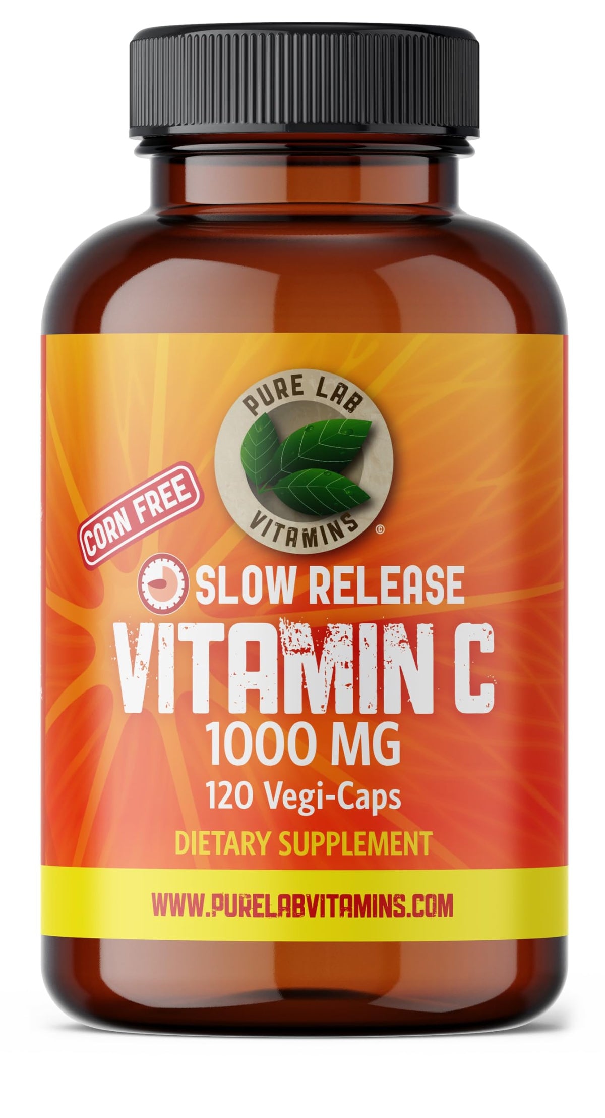 Pure Lab Vitamins | Slow Release Vitamin C 1000mg | 120 Capsules | Ascorbic Acid Vitamin C Supplement | Immune System Support & Antioxidant Supplement | Vitamin C Capsules 1000mg | Vitamin C Supplement