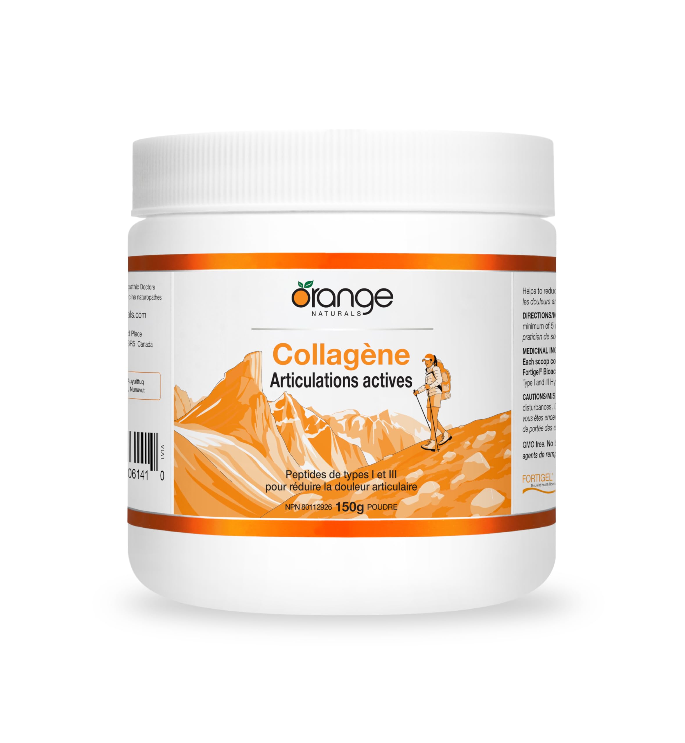 Orange Naturals Collagène Articulations Actives 150g Poudre 30 Portions, Non Aromatisé, Supplément de Collagène avec Peptides de Types I & III, Acide Aminé Essentiel pour la Souplesse et le Confort des Articulations pour Hommes et Femmes