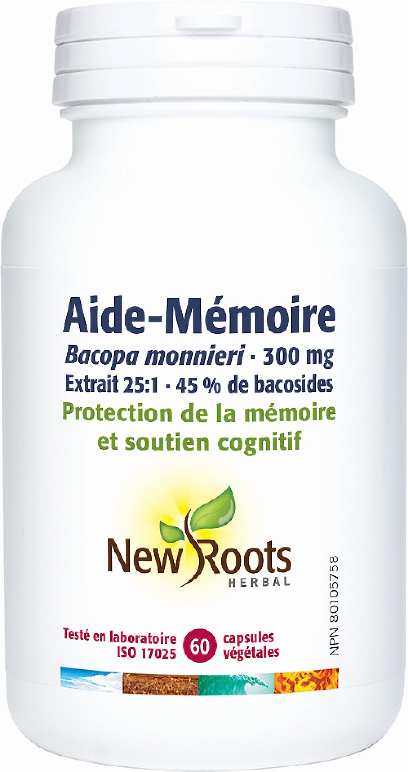 New Roots Herbal - Memory Care Bacopa Monnieri 300mg, 60 Capsules 60-Day Supply - Supplement for Cognitive Support & Memory Protection - Enhances Brain Function, Focus & Clarity - Gluten-Free Formula
