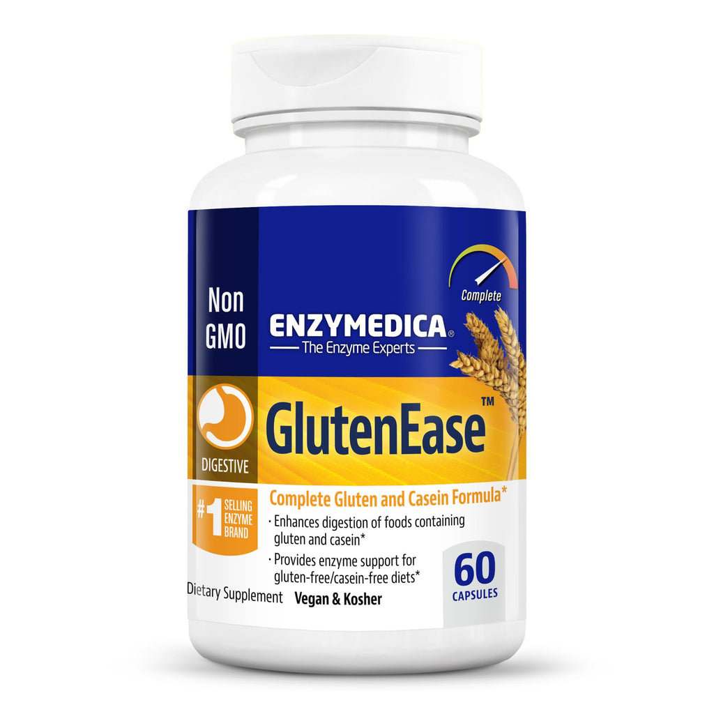 Enzymedica - GlutenEase, 60 Vegan Capsules, 60-Day Supply - Advanced Enzyme Blend for Enjoying Gluten & Casein-Containing Foods with Comfort, Promotes Easy Digestion, Kosher, Dairy, Gluten & Soy Free