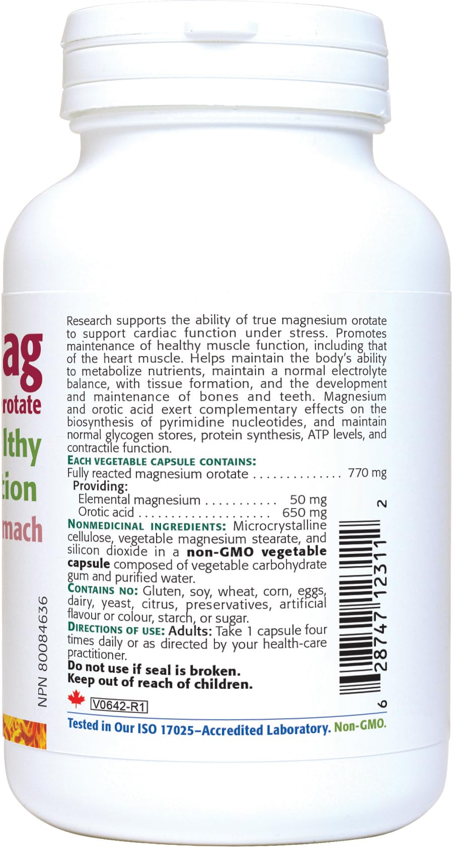 New Roots Herbal - Heart Mag, 60 capsules - Orotate de magnésium 770 mg pour la fonction cardiaque, favorise le maintien d'une fonction musculaire saine, l'équilibre électrolytique, la santé des os et des dents.