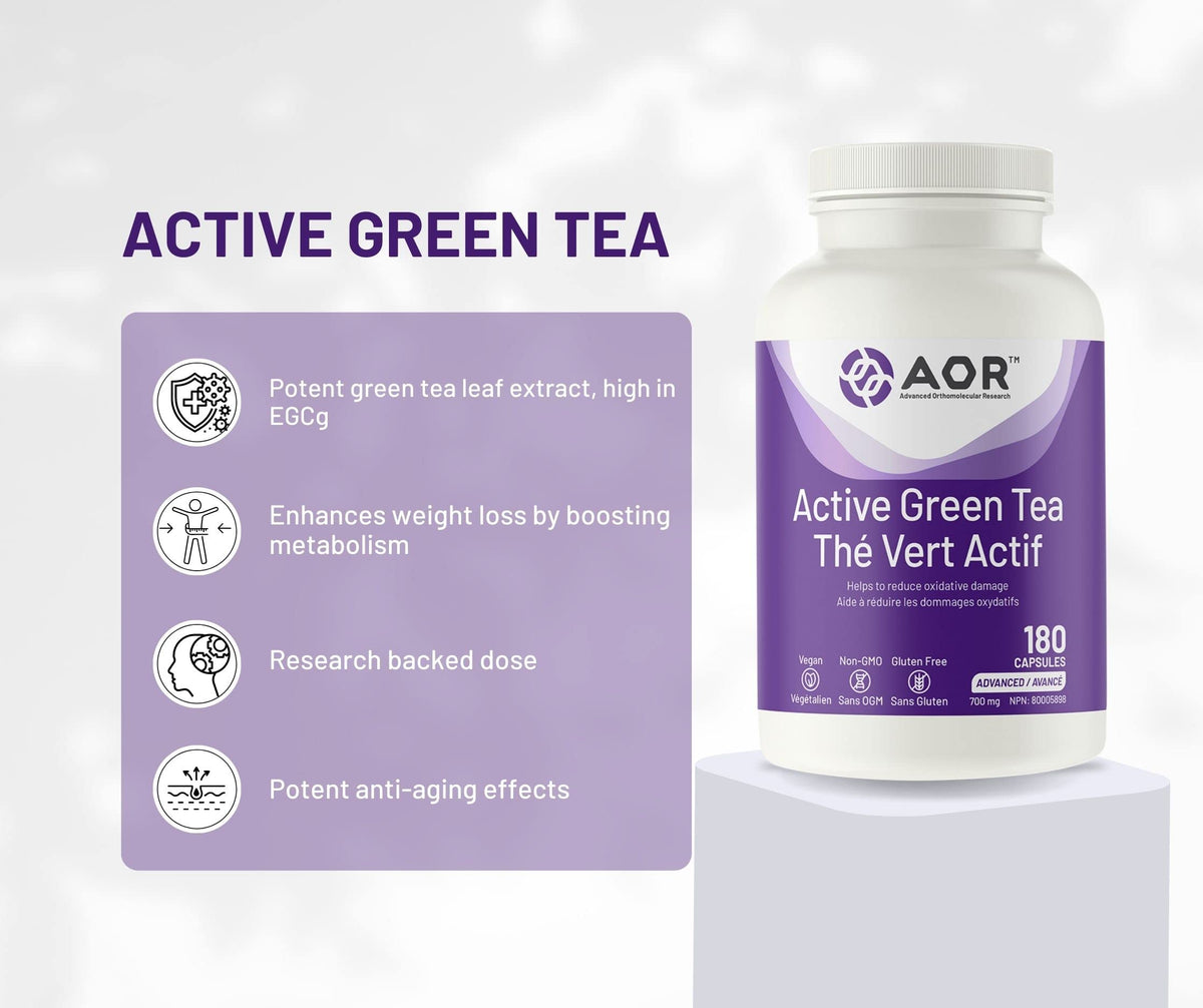 AOR Green Tea Supplement, 315 mg EGCG, Gluten Free, 180 Caps, 60 Day Supply