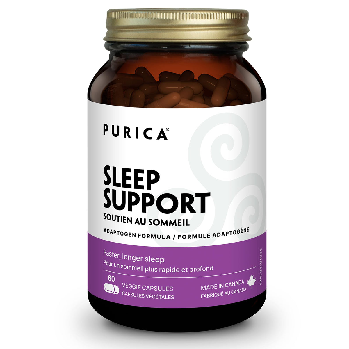 PURICA Sleep Support Supplement, Reishi Mushroom, Melatonin, 60 Capsules