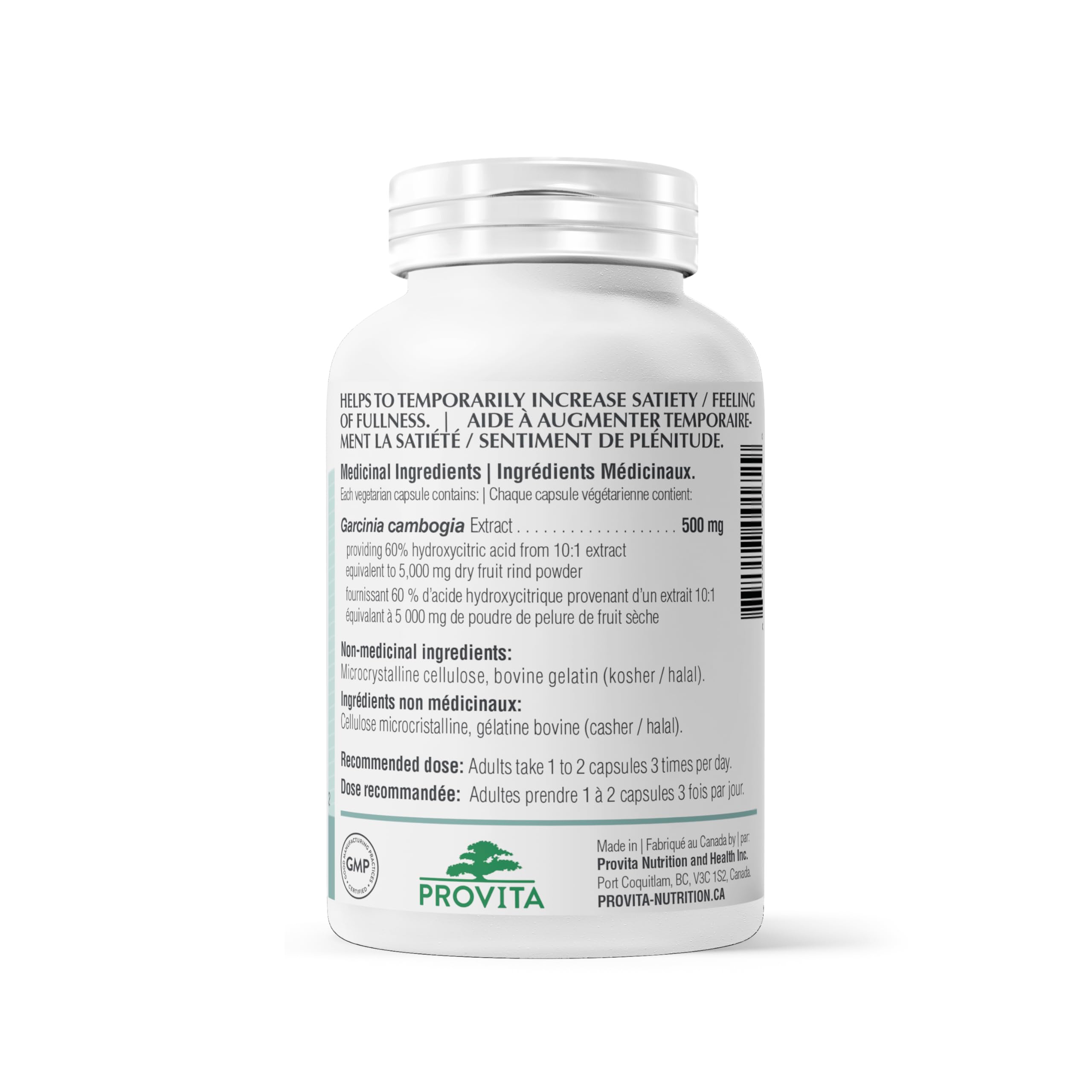 Garcinia Cambogia 5000™ (Lower Appetite) by Provita Nutrition (Canadian Made) 90 Capsules.