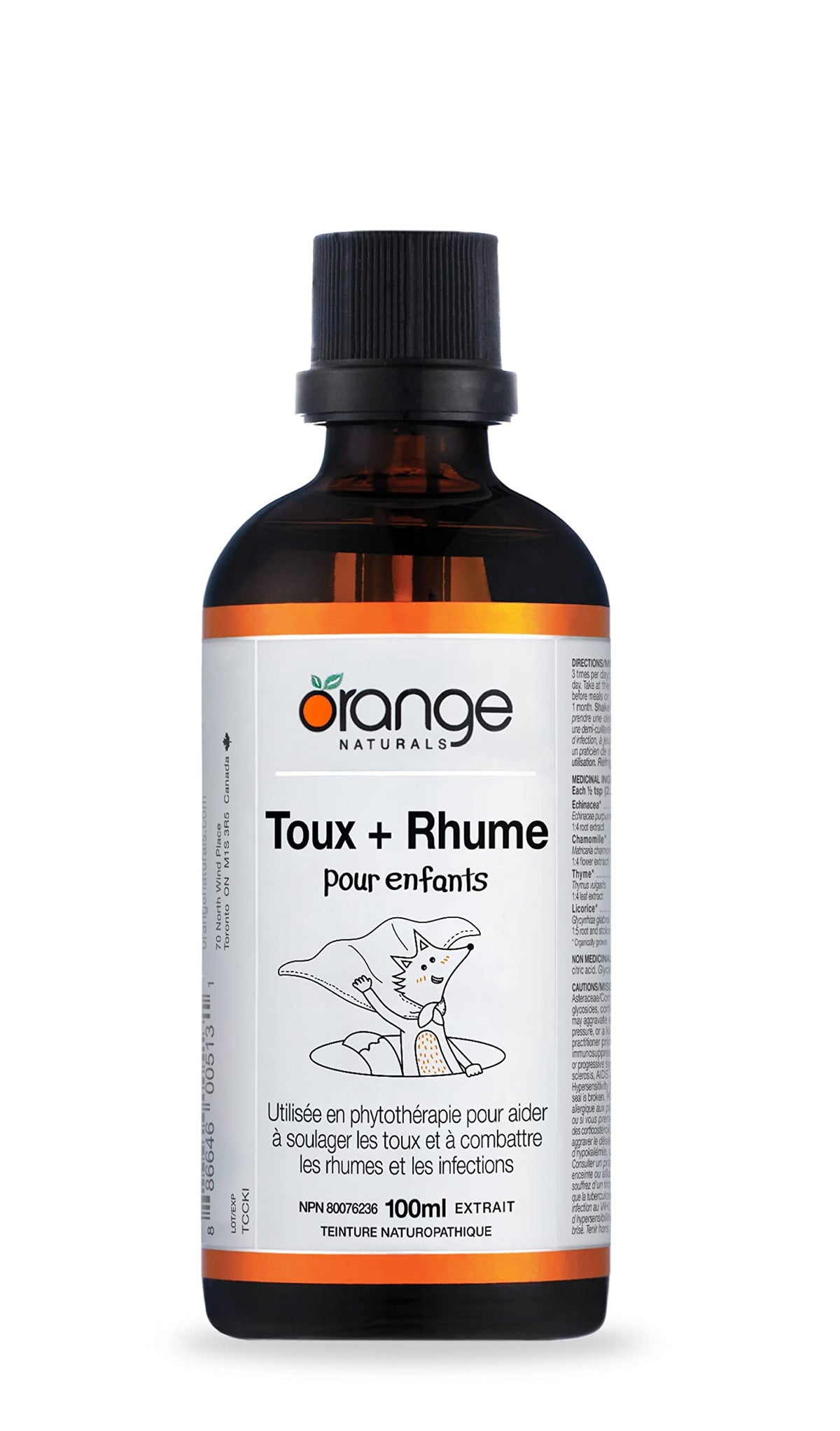 Orange Naturals - Cough and Cold for Kids 100 ml Liquid Tincture 40-Servings - Vegan, Gluten and Dairy-Free - Help Relieve Coughs and Fight Colds, Catarrhs, Bronchitis and Congestion
