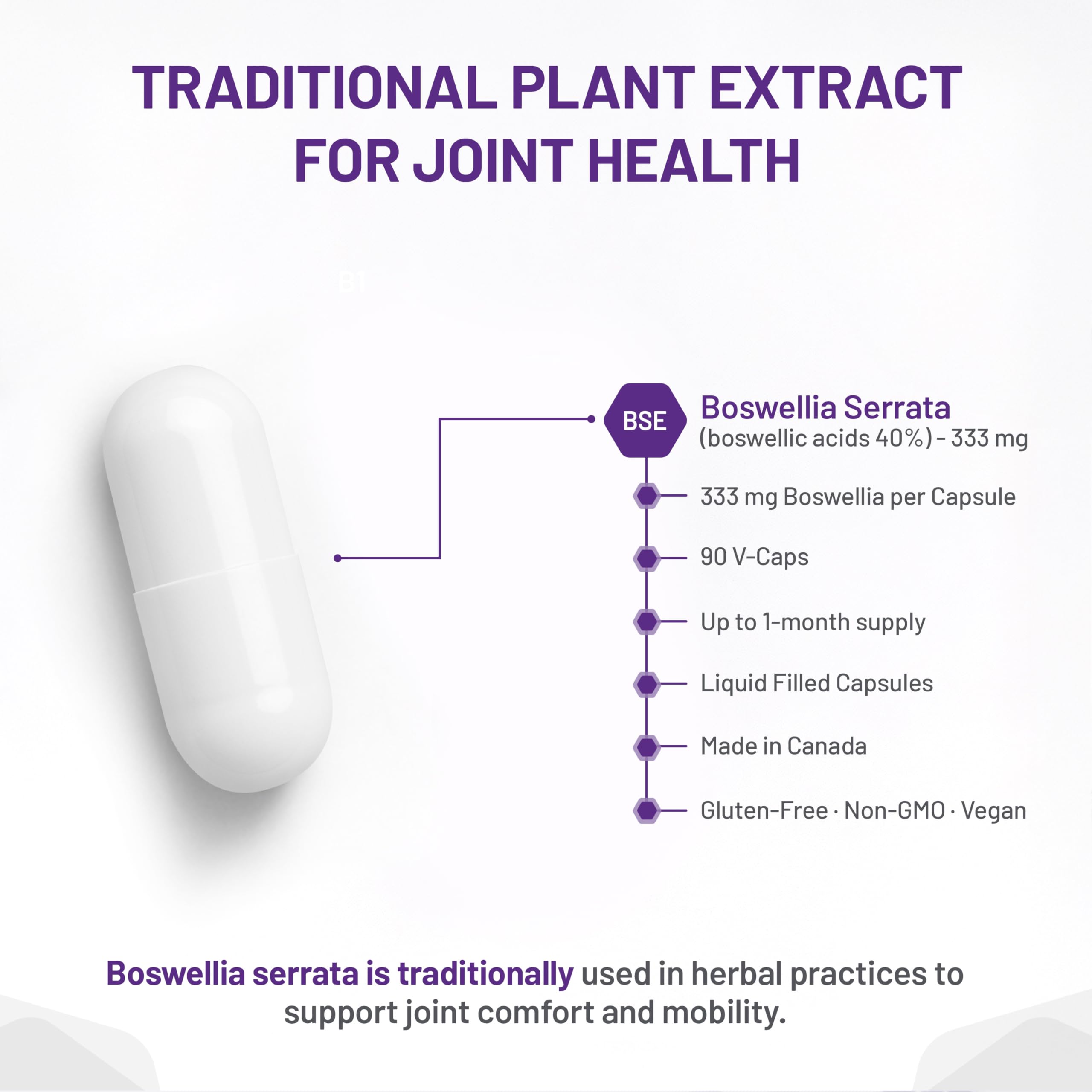 AOR Wildcrafted Boswellia Serrata 333mg 90 Liquid Capsules 30-Day Supply - Herbal Supplement for Joint Comfort & Mobility, Support Flexibility - Non-GMO, Vegan, Promote Overall Wellness and Vitality