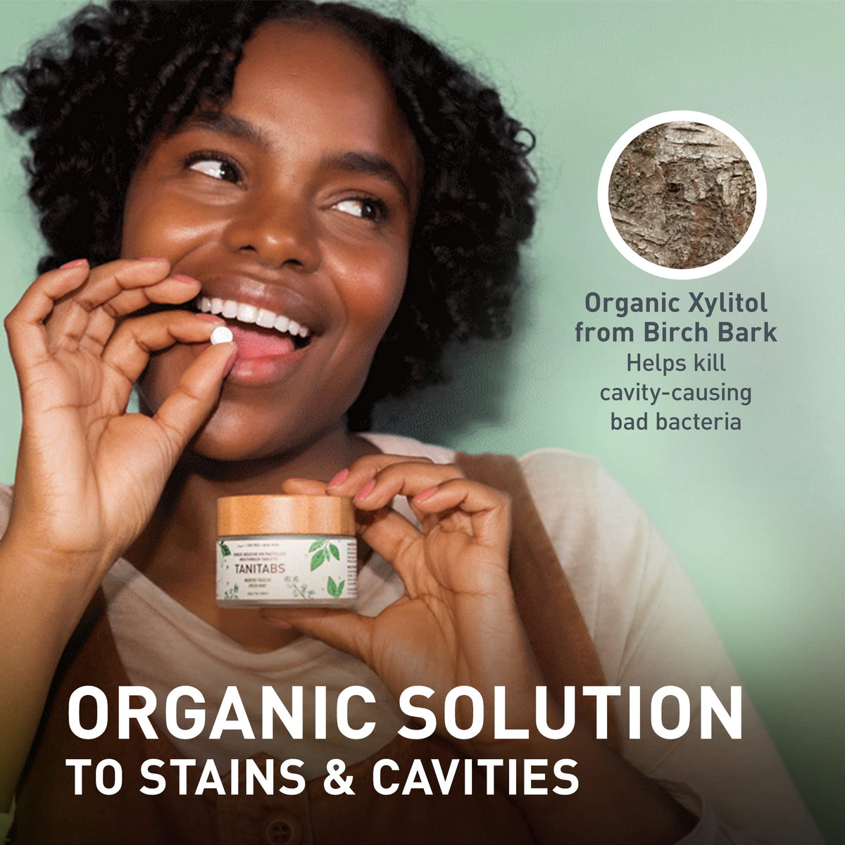 TANIT - TANITABS Fresh Mint Toothpaste Tablets - Fluoride-Free, Natural for Gum and Teeth Care, Zero-Waste, Eco-friendly, Perfect for Travel, Comes in Bamboo Jar - 124 Tabs