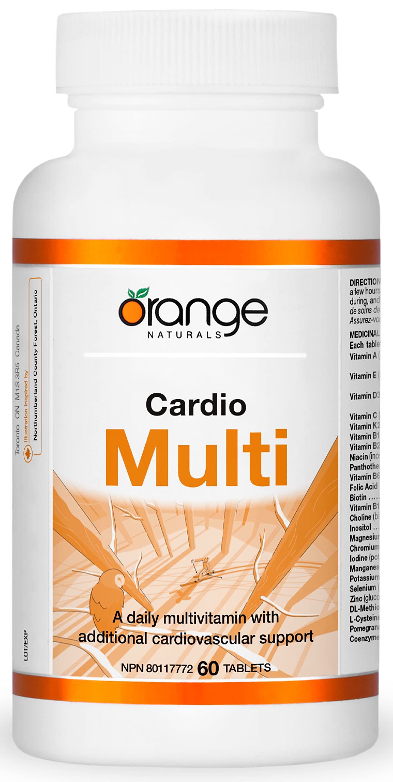 Orange Naturals - Cardio Multi, 60 Tablets 30-Day Supply - A Daily Multivitamin with Additional Cardiovascular Support - Vital for Heart Muscle Function and Support Healthy Glucose Metabolism