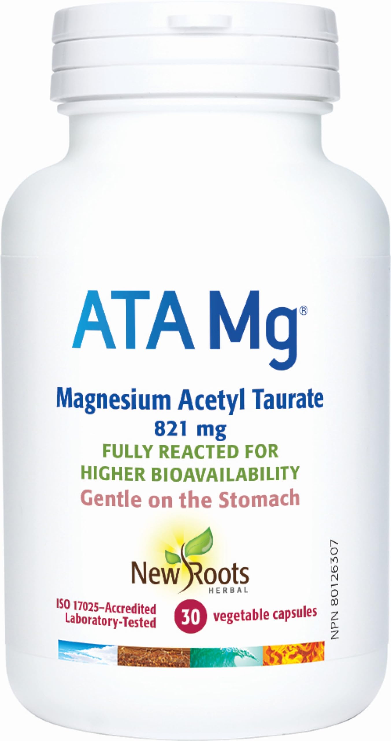 New Roots Herbal ATA Mg Magnesium Acetyl Taurate 821mg 30 Veg Caps 30-Day Supply - Easily Absorbed, Gentle on Digestion, Support Muscle Function, Heart & Nervous System, Promote Restful Night, Non-GMO