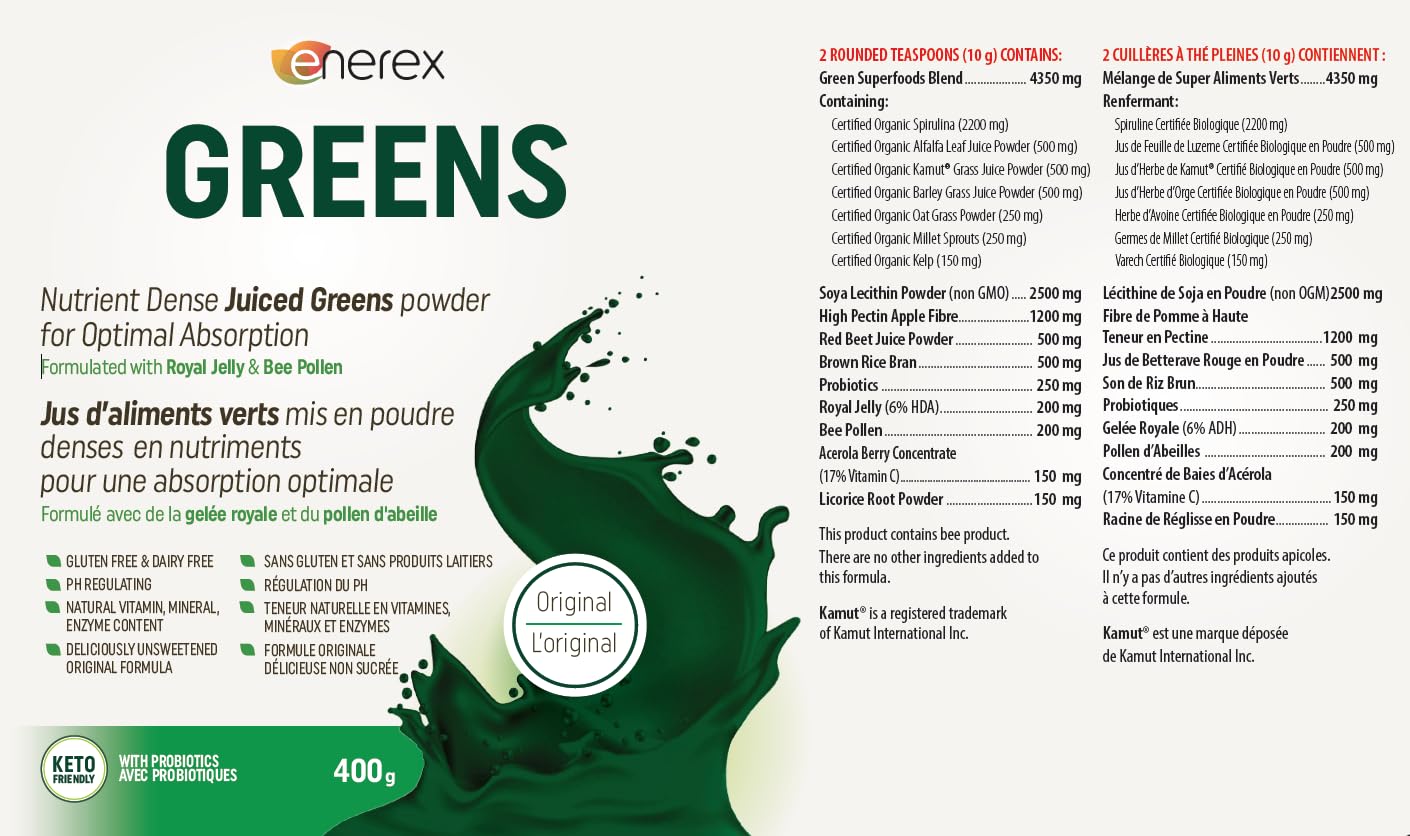 ENEREX - Poudres de jus biologiques certifiées Greens Original