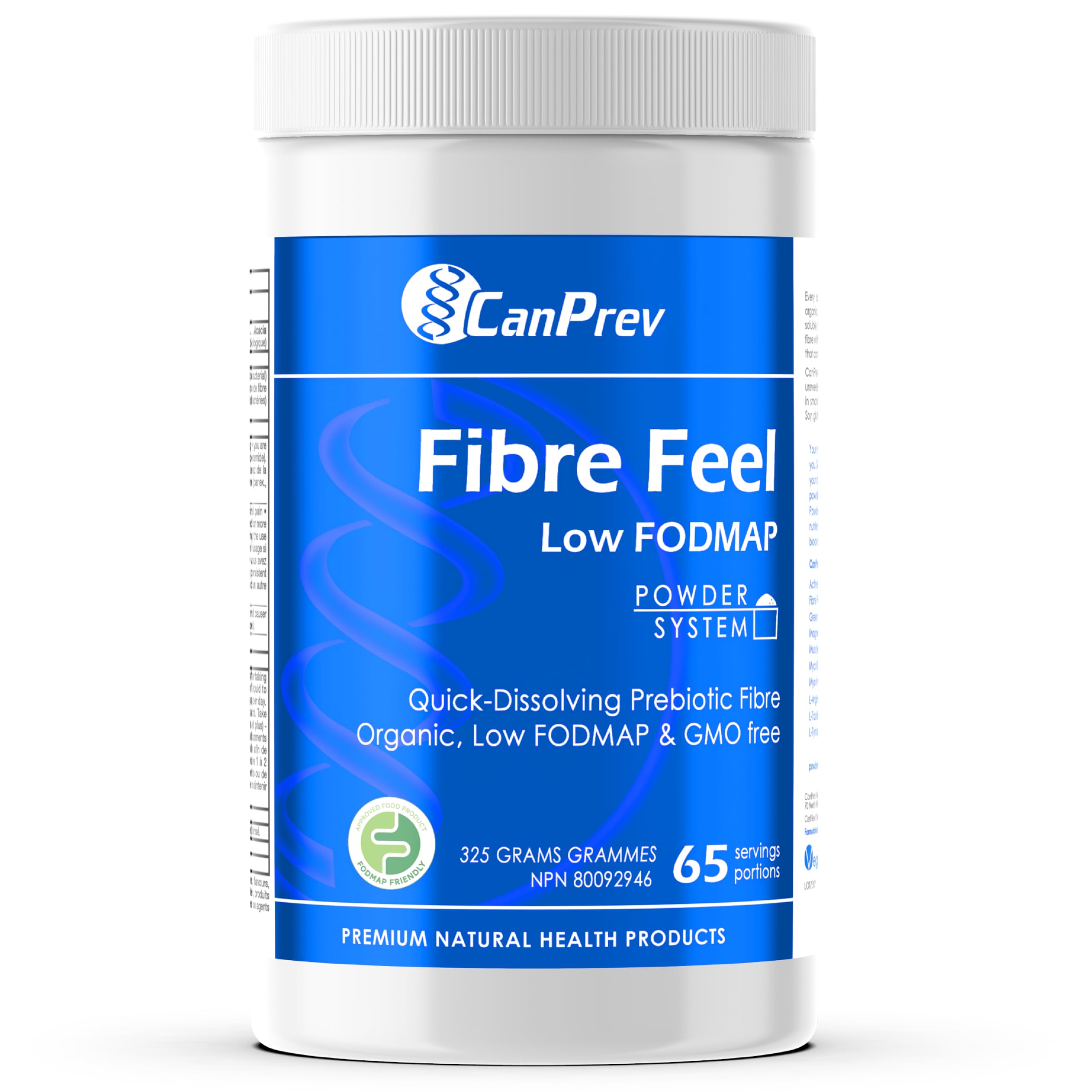 CanPrev Organic Fibre Feel Powder 325g, 65 Servings, Unflavoured & Easy to Mix, Promotes Digestive Wellness & Regularity, Quick-Dissolving & Gentle, Natural Ingredients, Perfect for Smoothies & Shakes