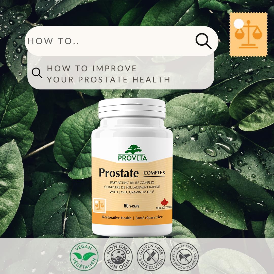 Prostate Pro™ - Soulagement de la prostate par Provita | Soutient la santé et la fonction de la prostate | Soulage les mictions nocturnes douloureuses et fréquentes | Suppléments pour la prostate pour hommes | 60 gélules