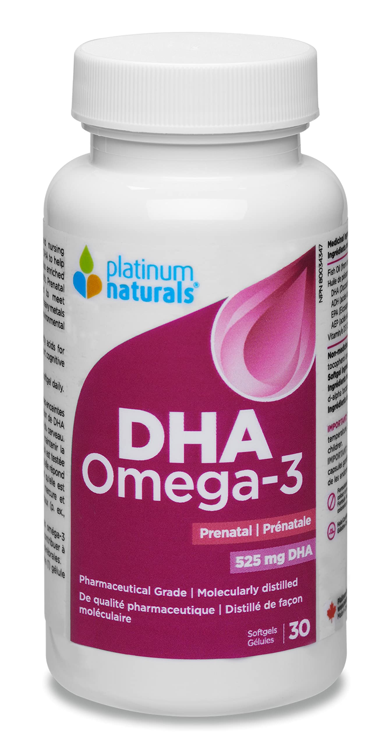 Platinum Naturals Prenatal DHA Omega-3 Softgels, 30 Count - Essential Nutrition for Expecting Mothers, Pregnancy Vitamins with DHA for Women - Supports Overall Wellness During Pregnancy
