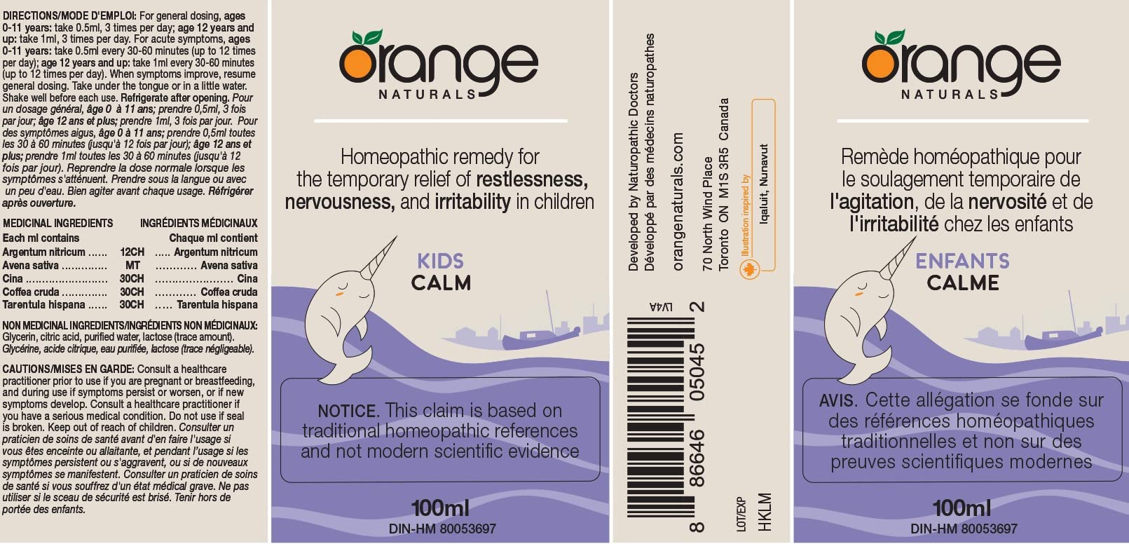 ORANGE NATURALS Calm for Kids 100ml - Doux Remède Homéopathique pour l'Agitation et les Légers Troubles du Sommeil chez l'Enfant - Formule Non Sédative, Apaise l'Irritabilité et Favorise un Comportement Calme