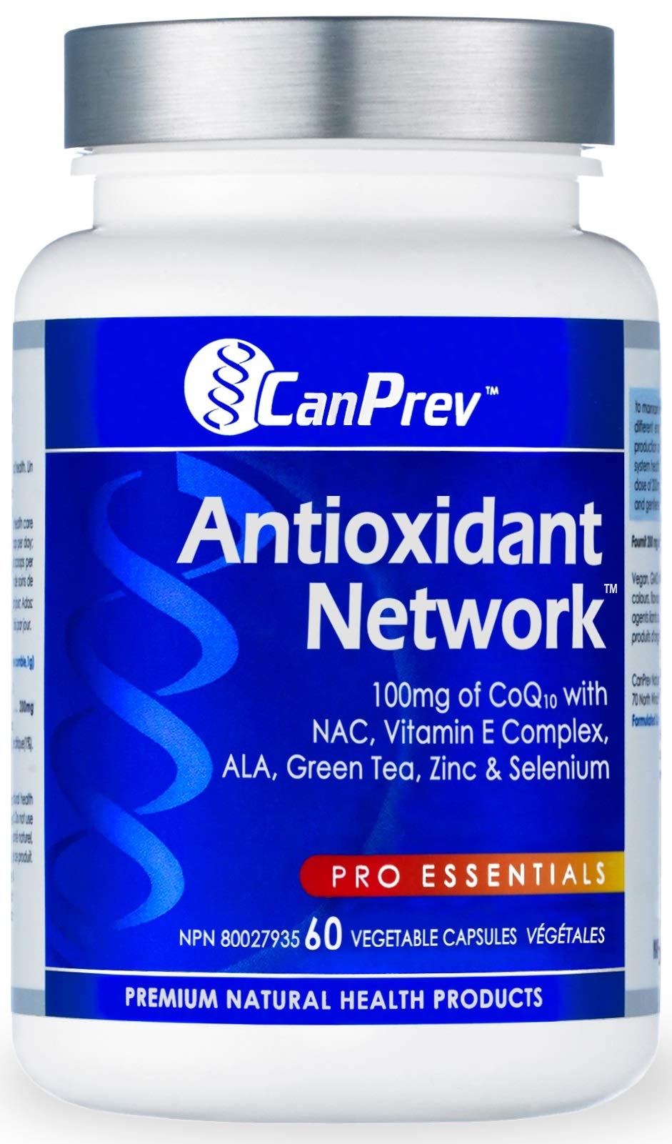 CanPrev Antioxidant Network Capsules, CoQ10 100mg, Gluten Free, 60 Capsules