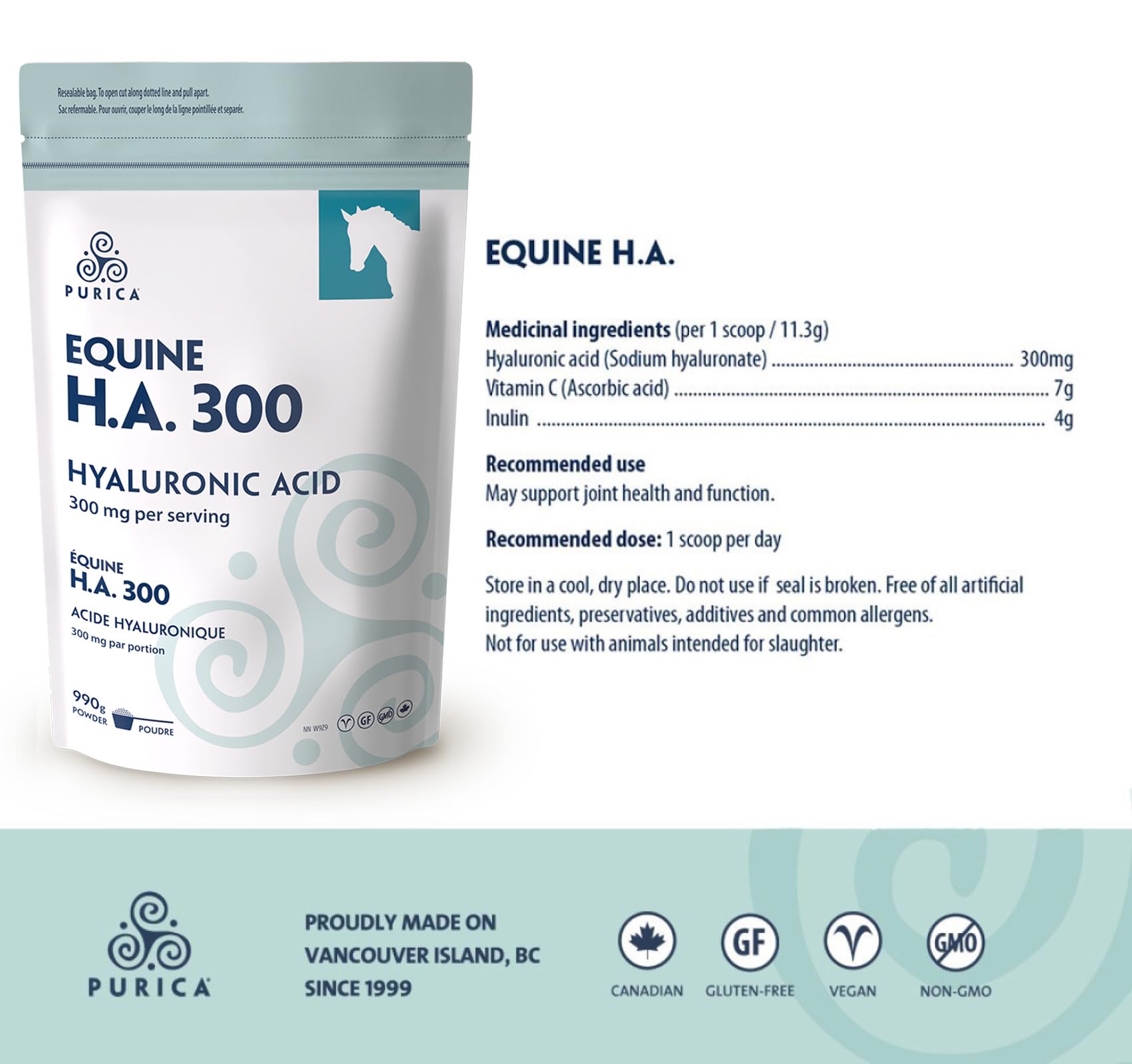 PURICA Equine HA - Horse Joint Supplement with Hyaluronic Acid and Vitamin C - Ideal for Equine Health & Recovery