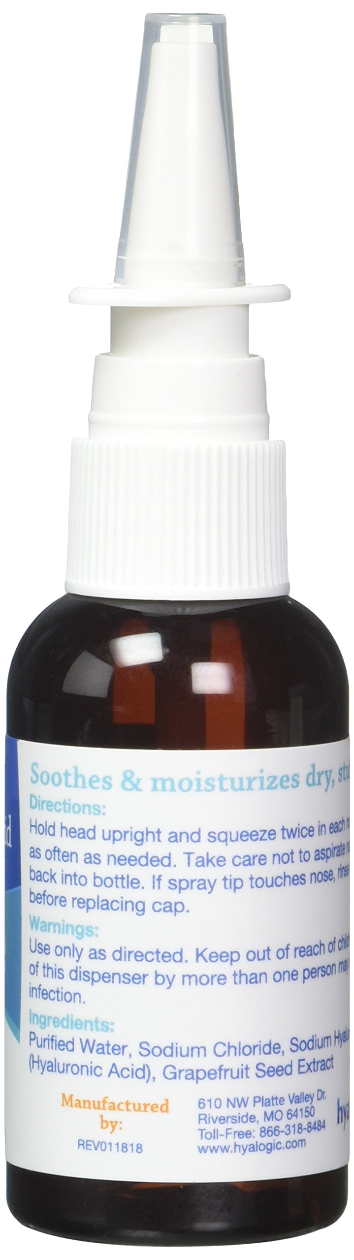 Hyalogic - Spray nasal, 59 ml - Acide hyaluronique + extrait de pépins de pamplemousse pour nez sec - Apaise et hydrate le nez sec et bouché avec le spray nasal HylaMist HA