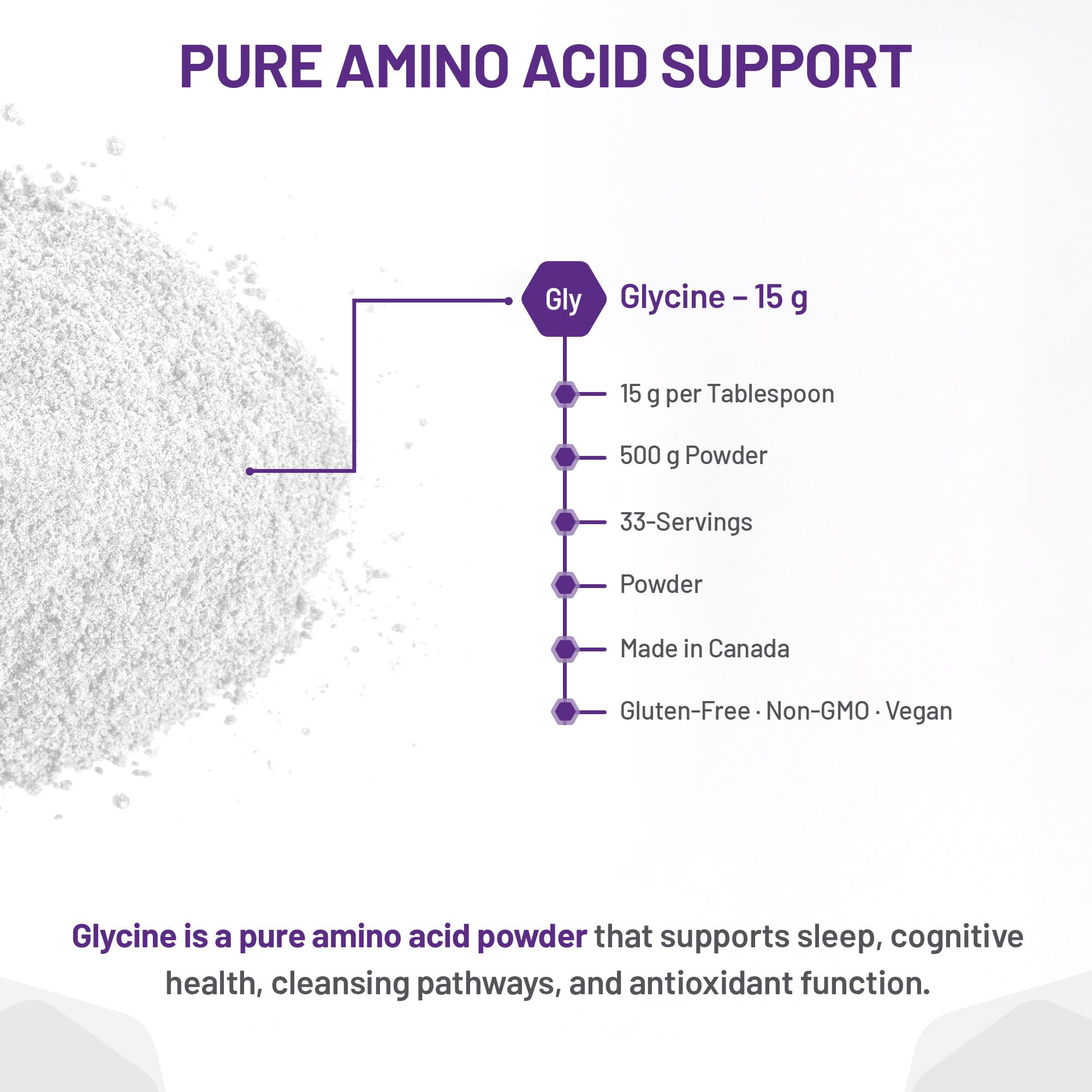 AOR Glycine Powder 500g 33-Servings - Glycine Supplement for Support Cognitive Function, Restful Sleep, Skin Care, Joint Comfort, Vegan Non-GMO, Essential Amino Acid, Naturally Sweet Sugar Alternative