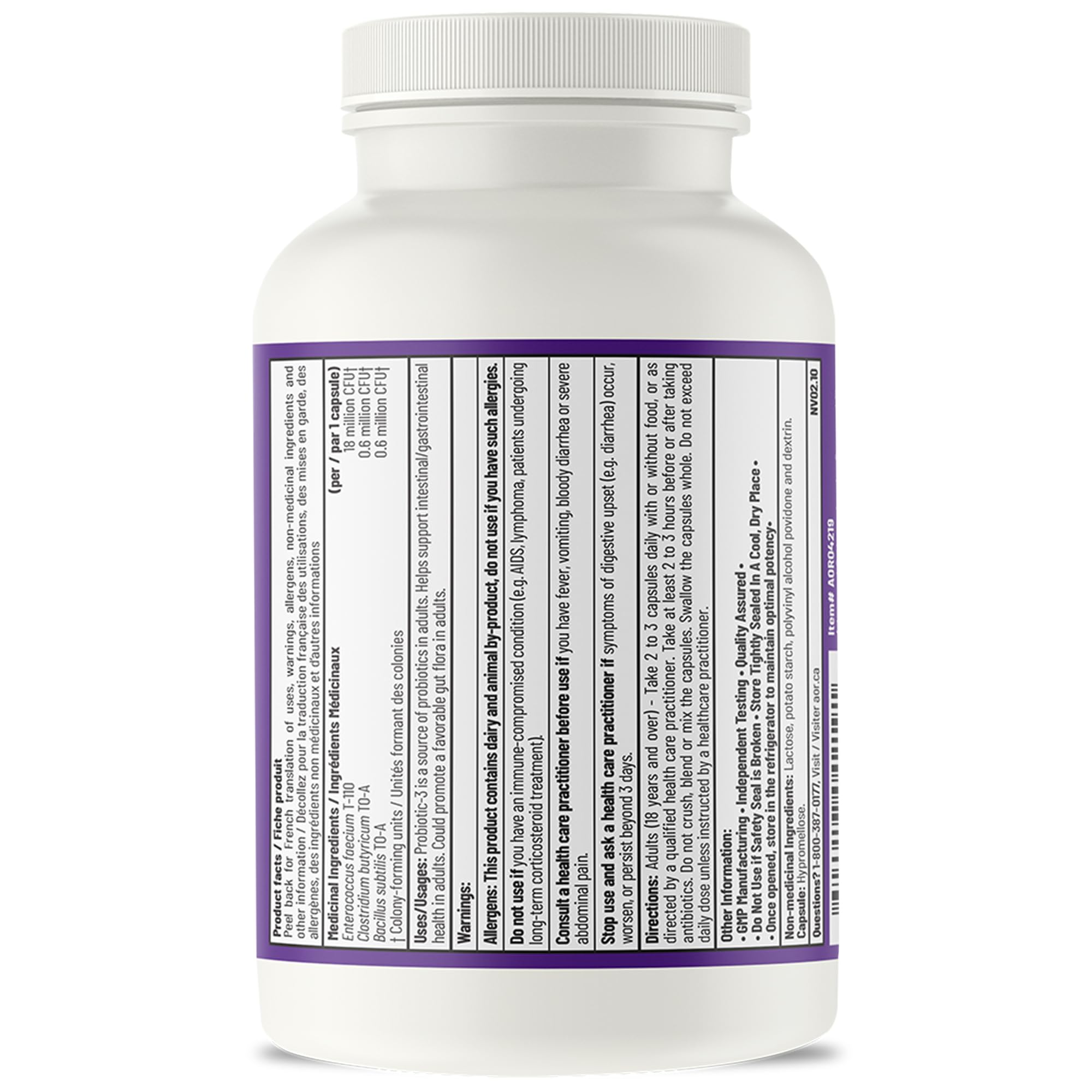 AOR Probiotic 3 - Gut Health Complex for Women & Men, Supports Digestive and Immune System, Contains Probiotics and Digestive Enzymes, Ideal for Balanced Intestinal Flora