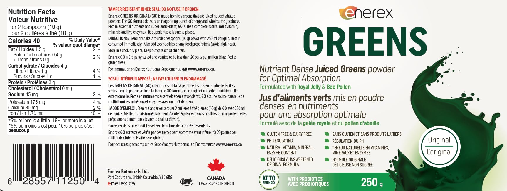 ENEREX - Poudres de jus biologiques certifiées Greens Original