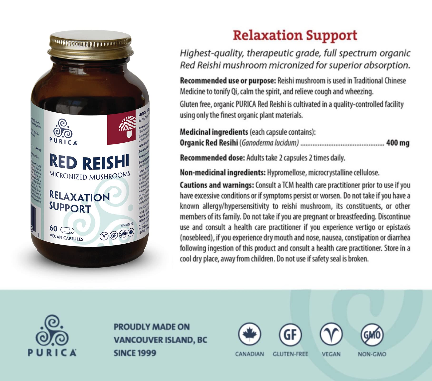PURICA - Reishi Rouge - Champignons micronisés - Aide à la relaxation