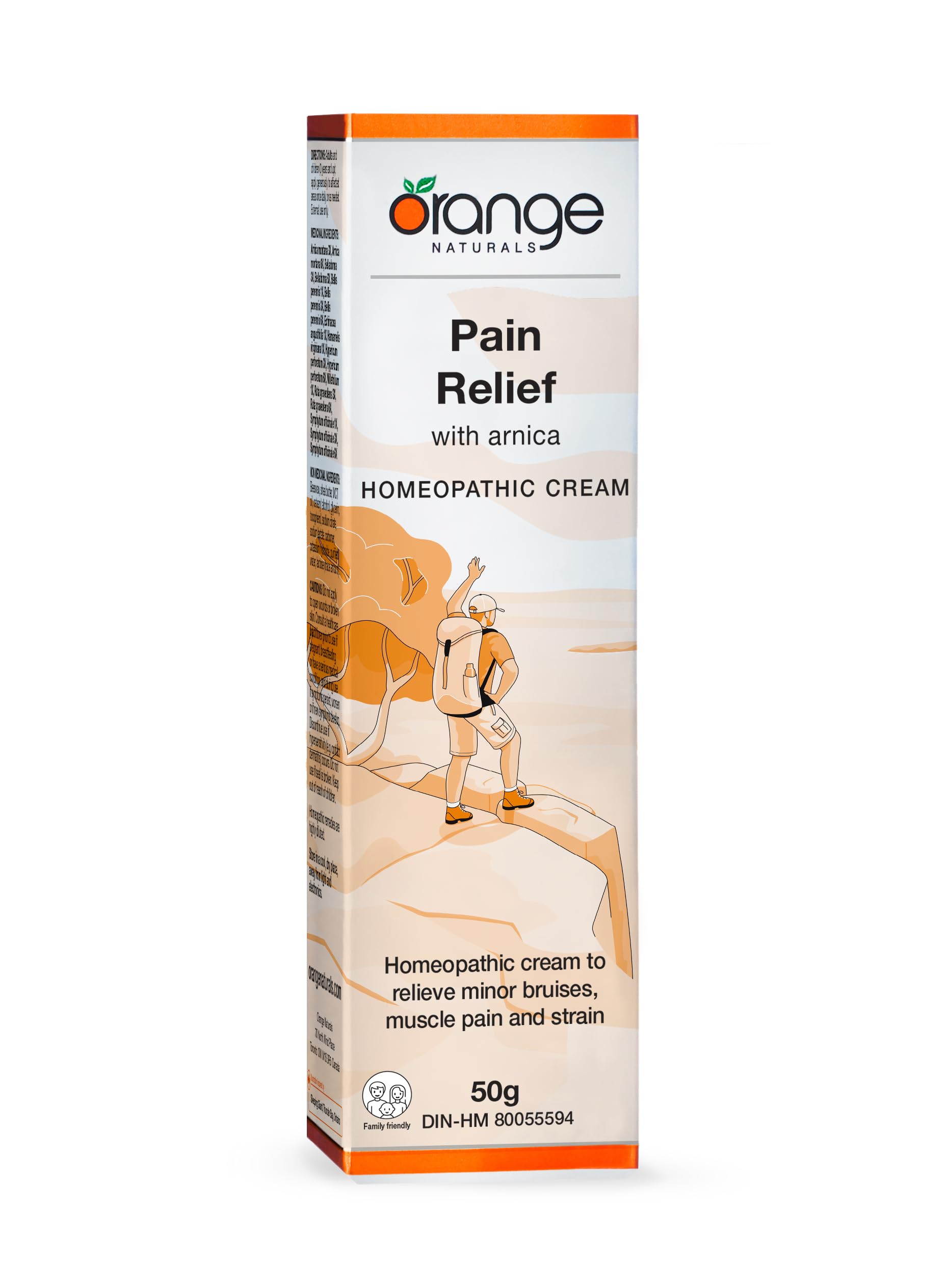 Orange Naturals Crème Analgésique à l'Arnica Montana 50 g, Formule Homéopathique Topique pour Muscles et Articulations, Idéale pour Genoux, Poignets, Chevilles, Coudes, Dos et Nuque, Lisse, Légère et Facile à Utiliser