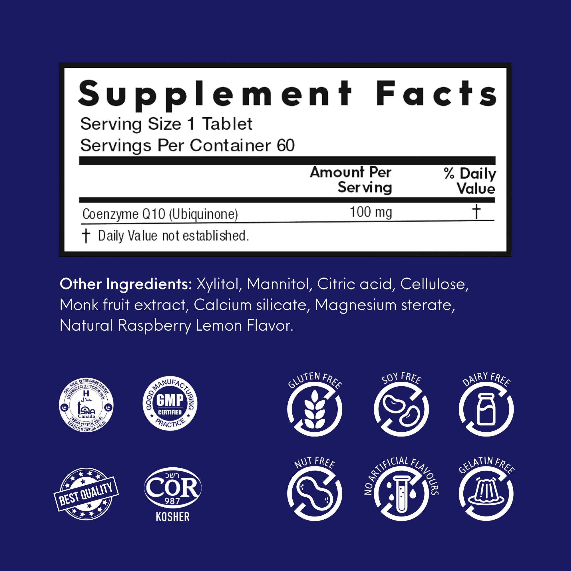 Nutrameltz Coenzyme Q10 (CoQ10) Promotes Heart Health and Blood Pressure - Fast Dissolving Tablet 100 mg - 60 Tabs