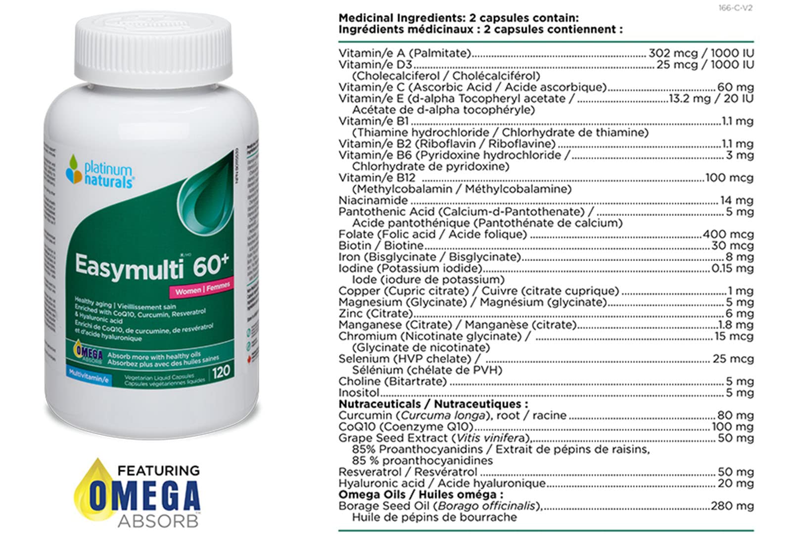 Platinum Naturals Easymulti 60+ for Women - Comprehensive Multivitamin with CoQ10, Omega & Fish Oil for Heart Health, Enhanced with Calcium, Vitamin D3 & B Complex for Immune Support