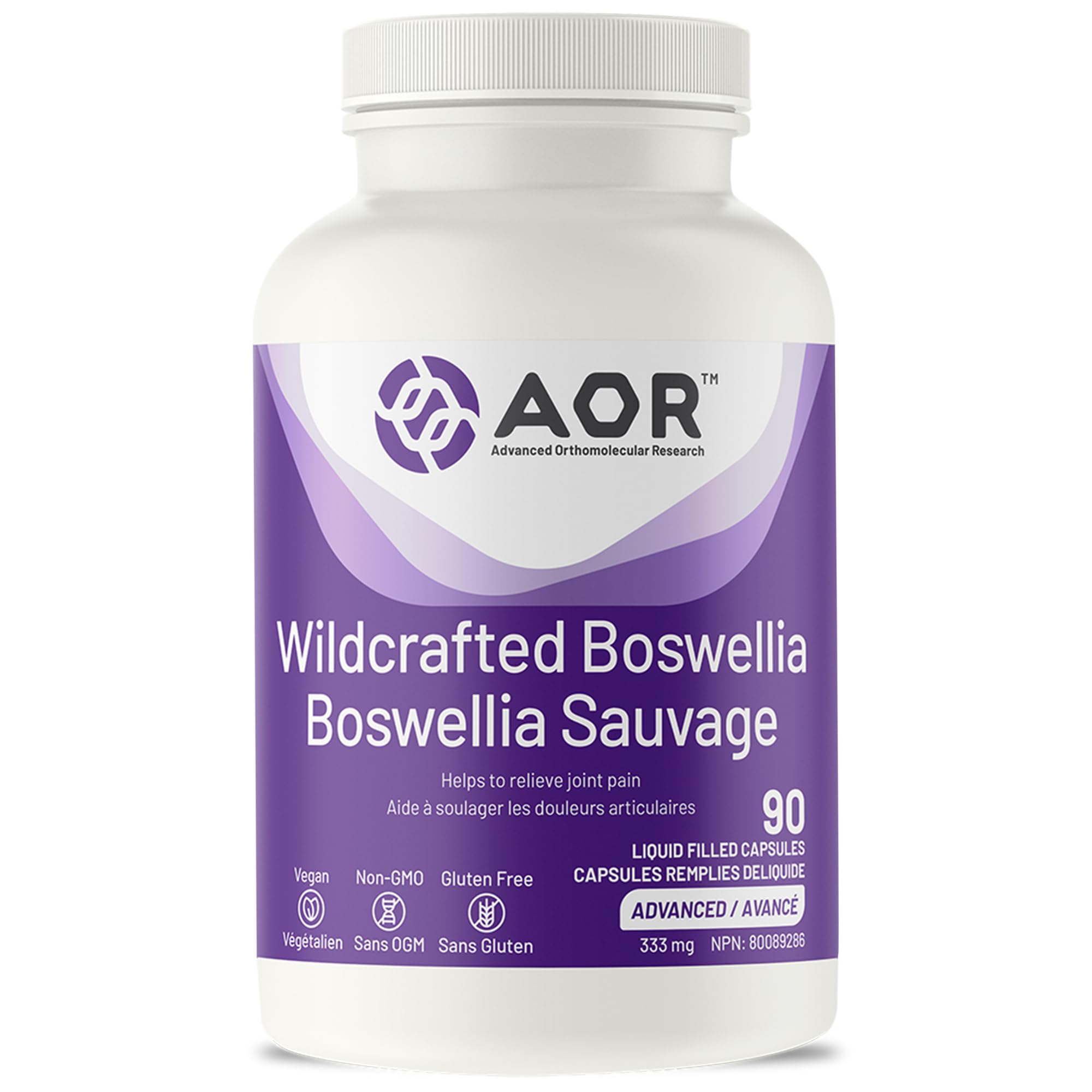 AOR Wildcrafted Boswellia Serrata 333mg 90 Liquid Capsules 30-Day Supply - Herbal Supplement for Joint Comfort & Mobility, Support Flexibility - Non-GMO, Vegan, Promote Overall Wellness and Vitality