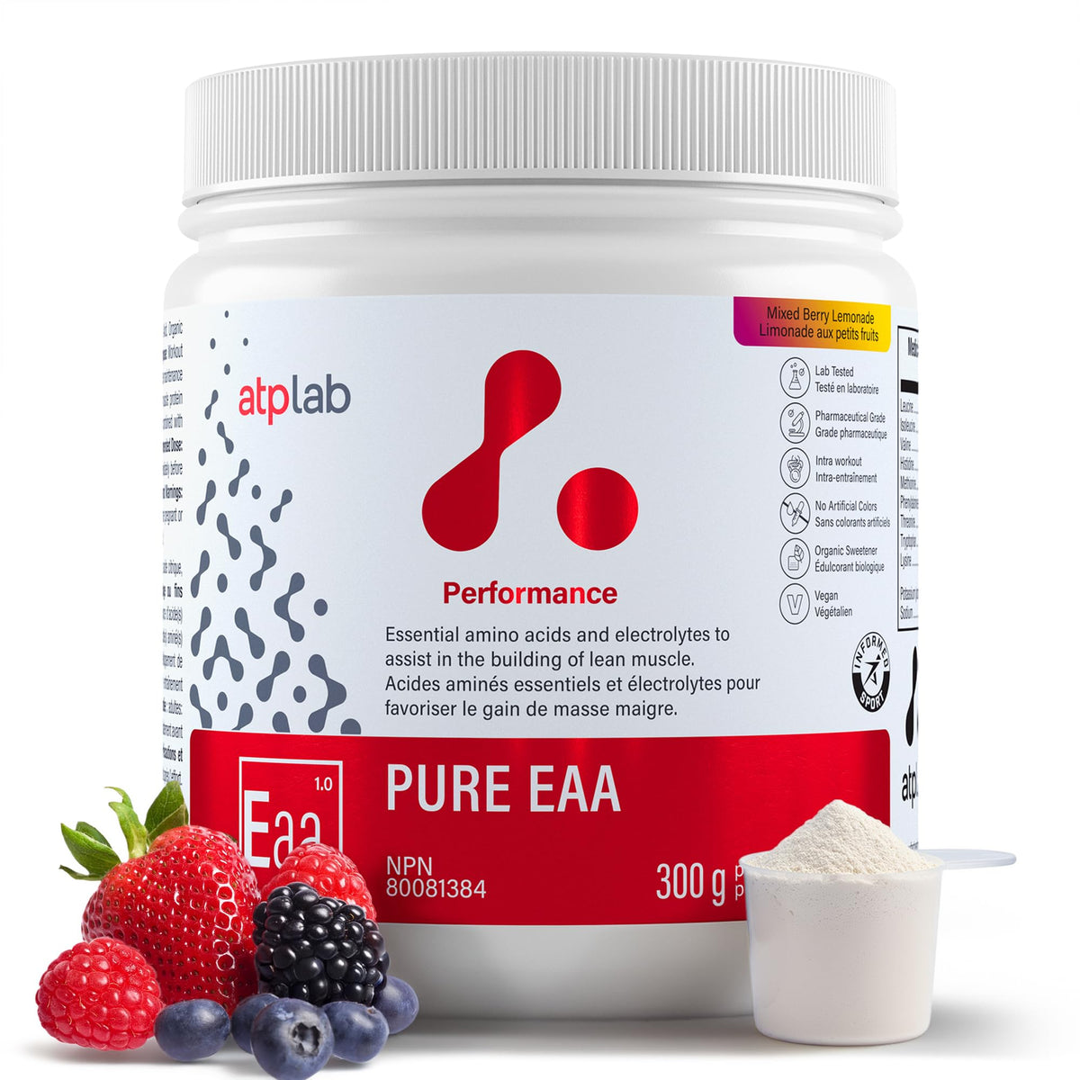 atplab Pure EAA Powder, Mixed Berry Lemonade, 300g, 30 Servings