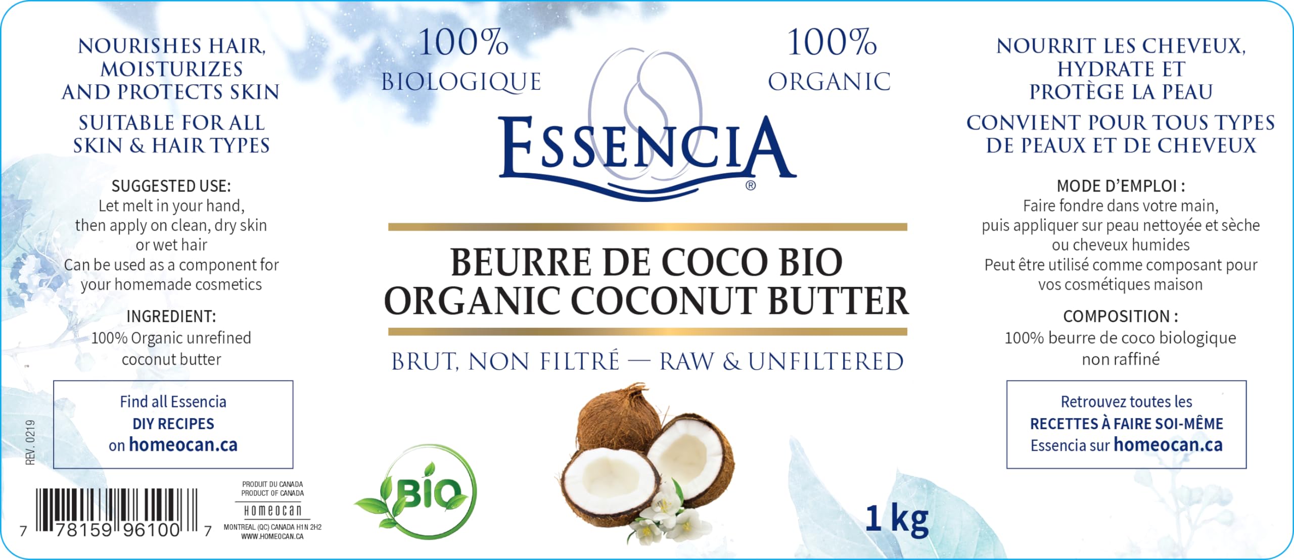 Beurre de noix de coco cru biologique