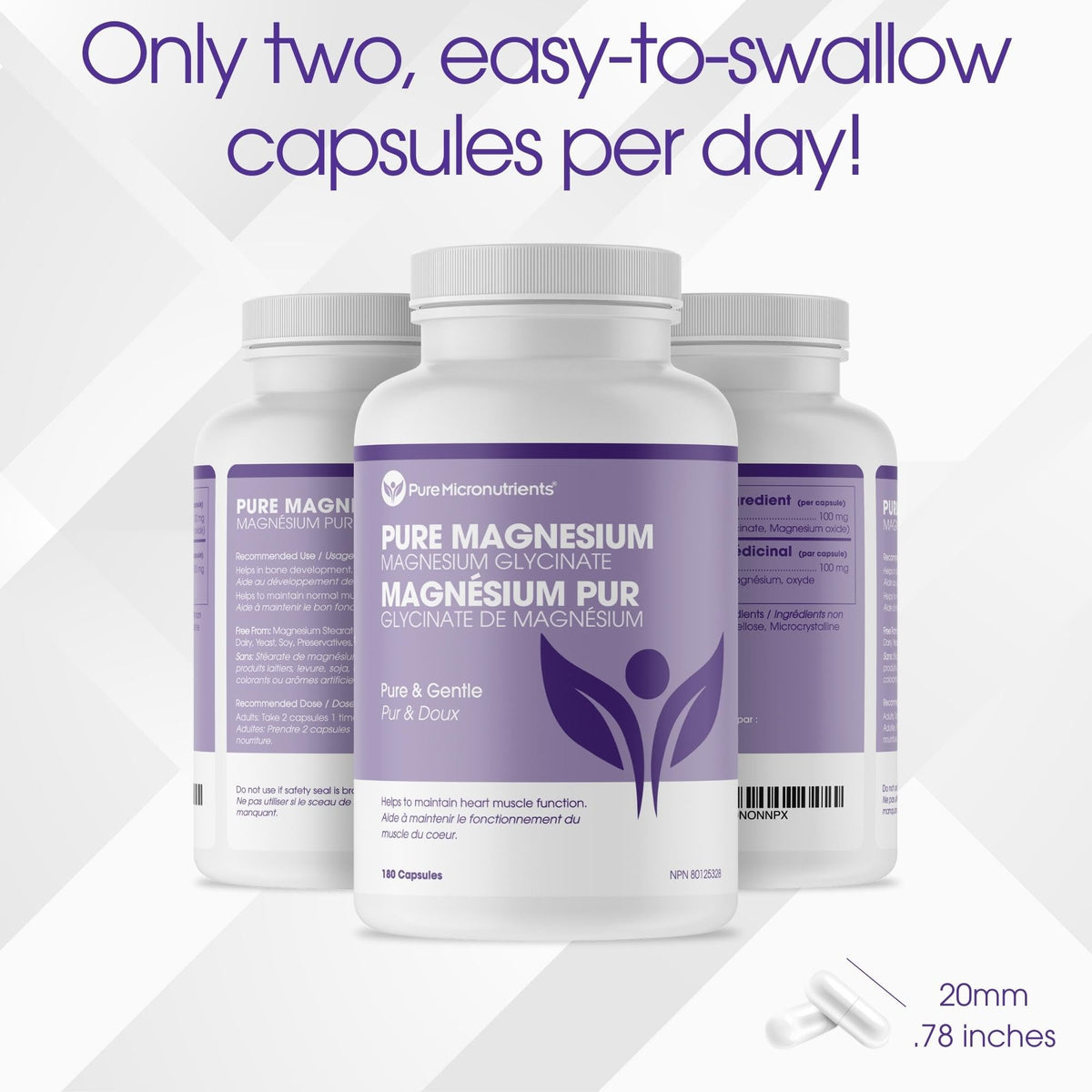 Pure Micronutrients Magnesium Glycinate Supplement (Chelated) 200mg, 180 Capsules 90-Day Supply - Helps to Maintain Heart Muscle Function - Nervous System, Relaxation and Sleep Support